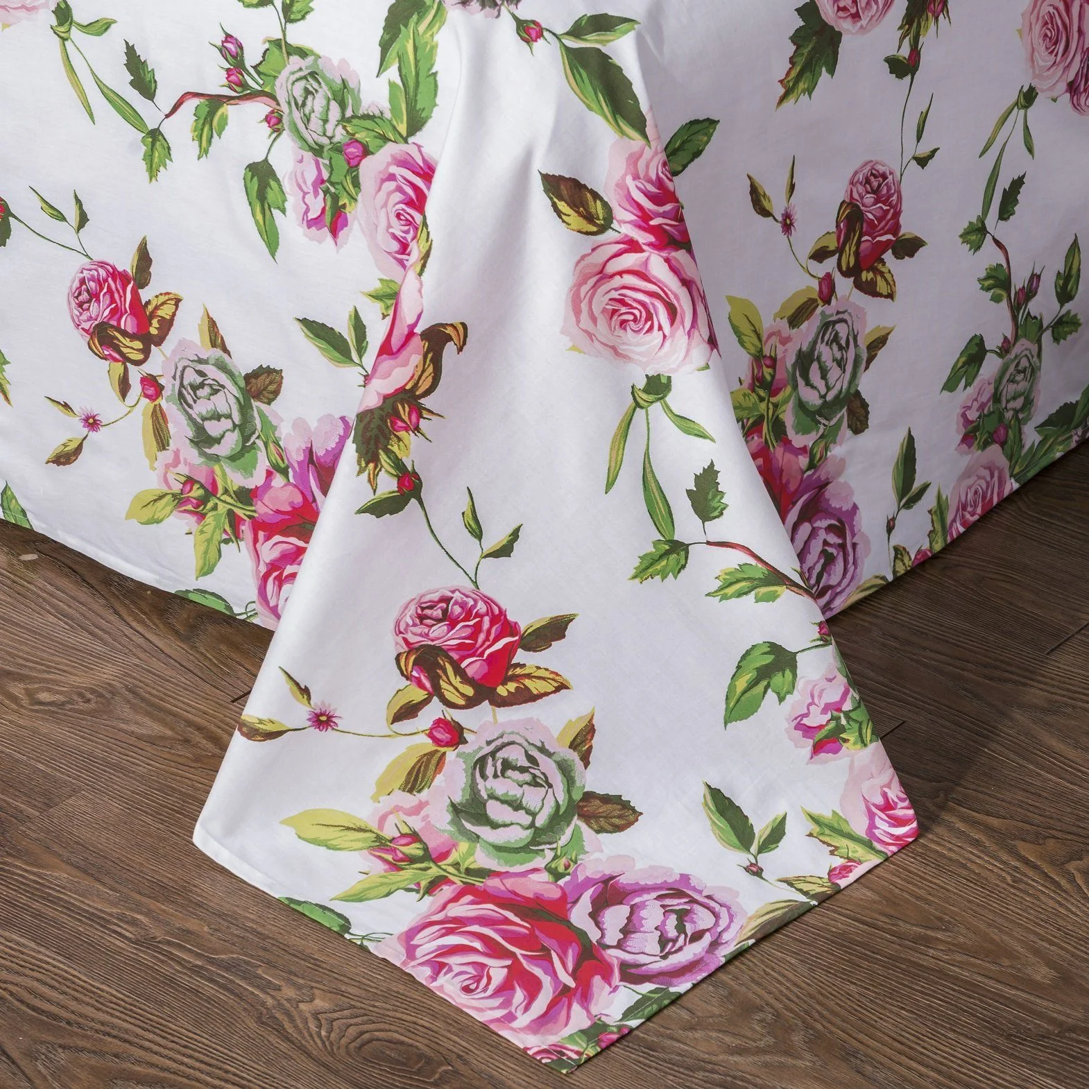 Pink Floral Garden Fitted & Flat Bed Sheet Set w/ Pillowcases - Image 5