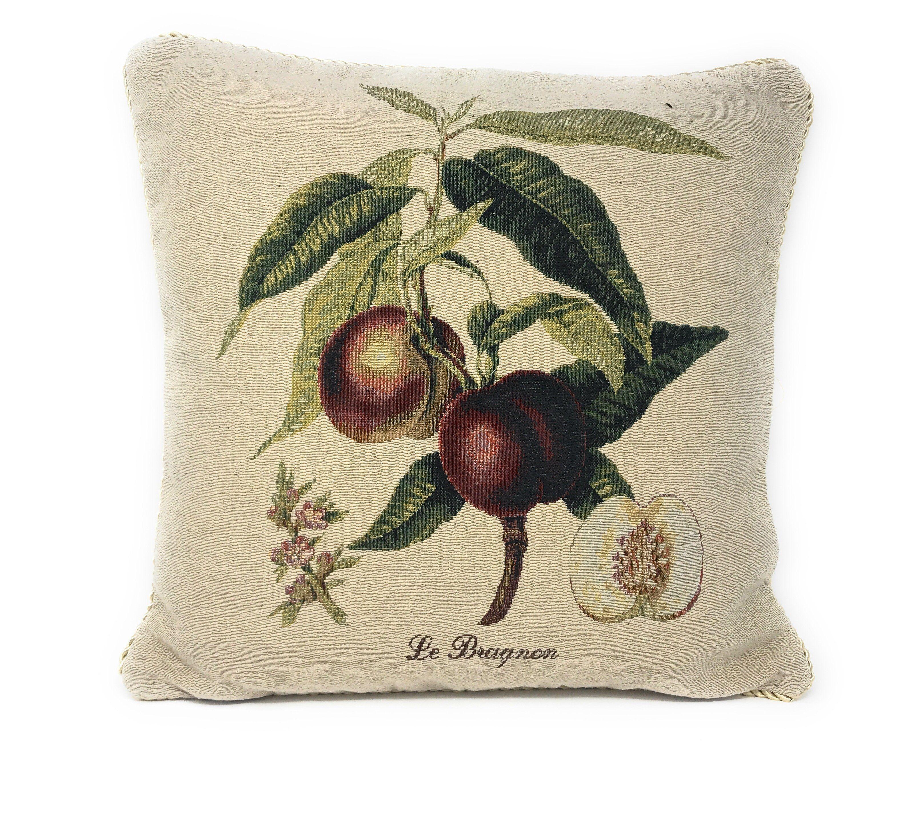 Set of 2, Nectarine Fruits Garden Throw Pillow Covers w/ Inserts - Image 2