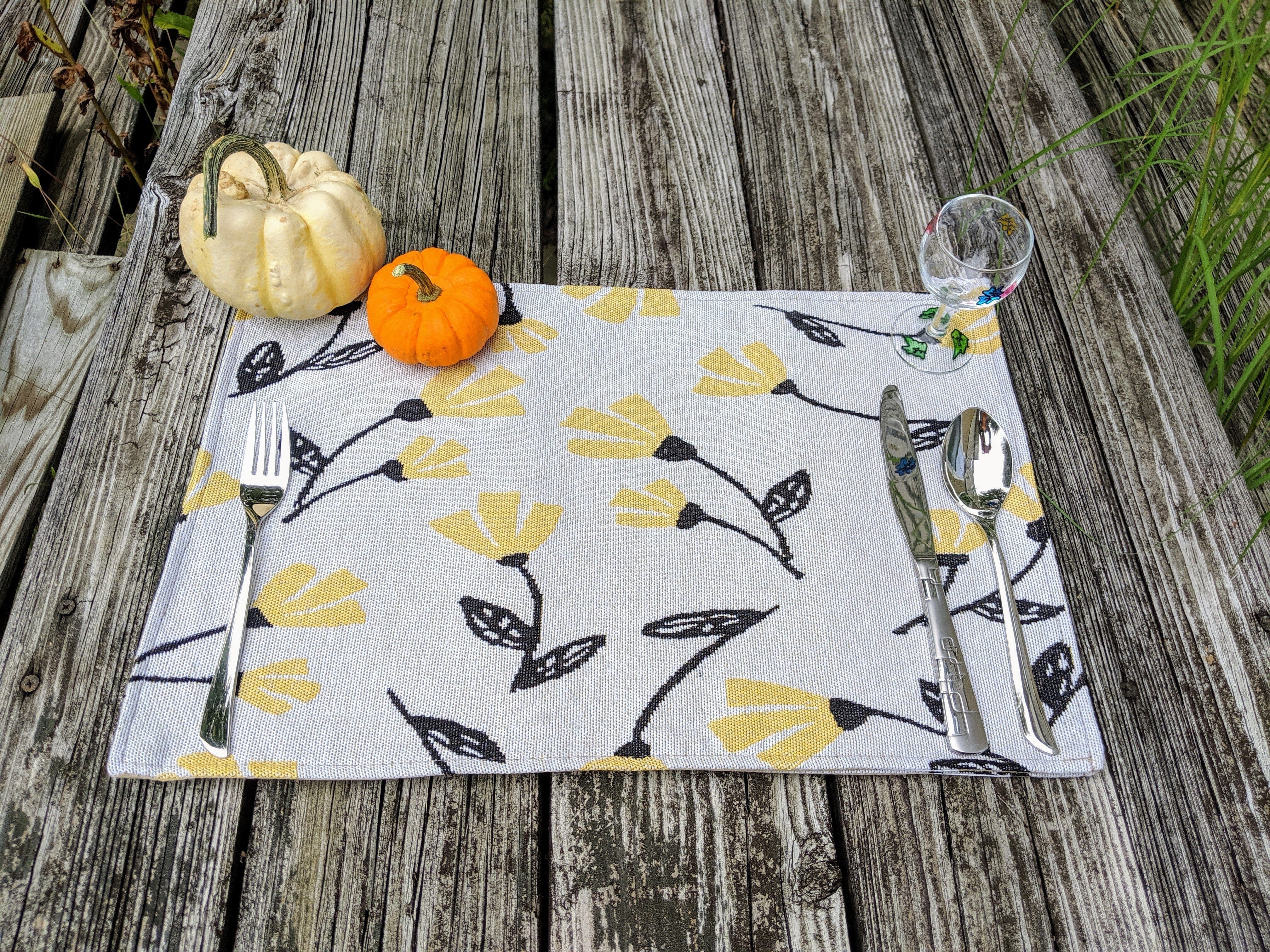 Set of 4-Pieces Sunshine Yellow Dining Table Placemats