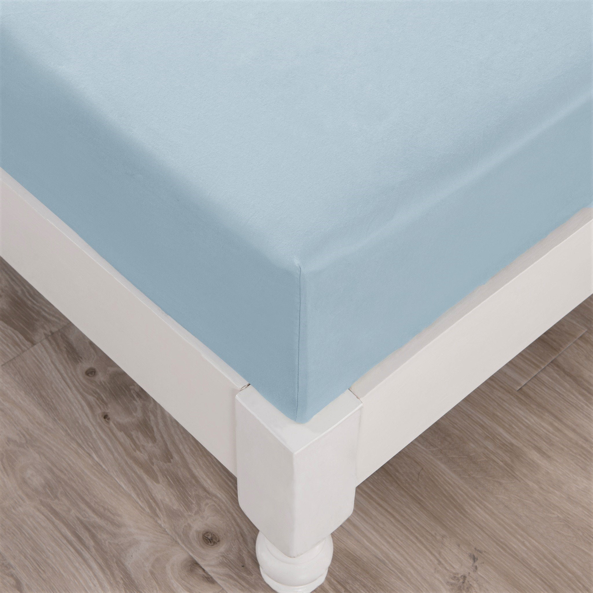 Soothing SeaFoam Sky Blue Cotton Fitted Bed Sheet w/ Pillow Cases - Image 3