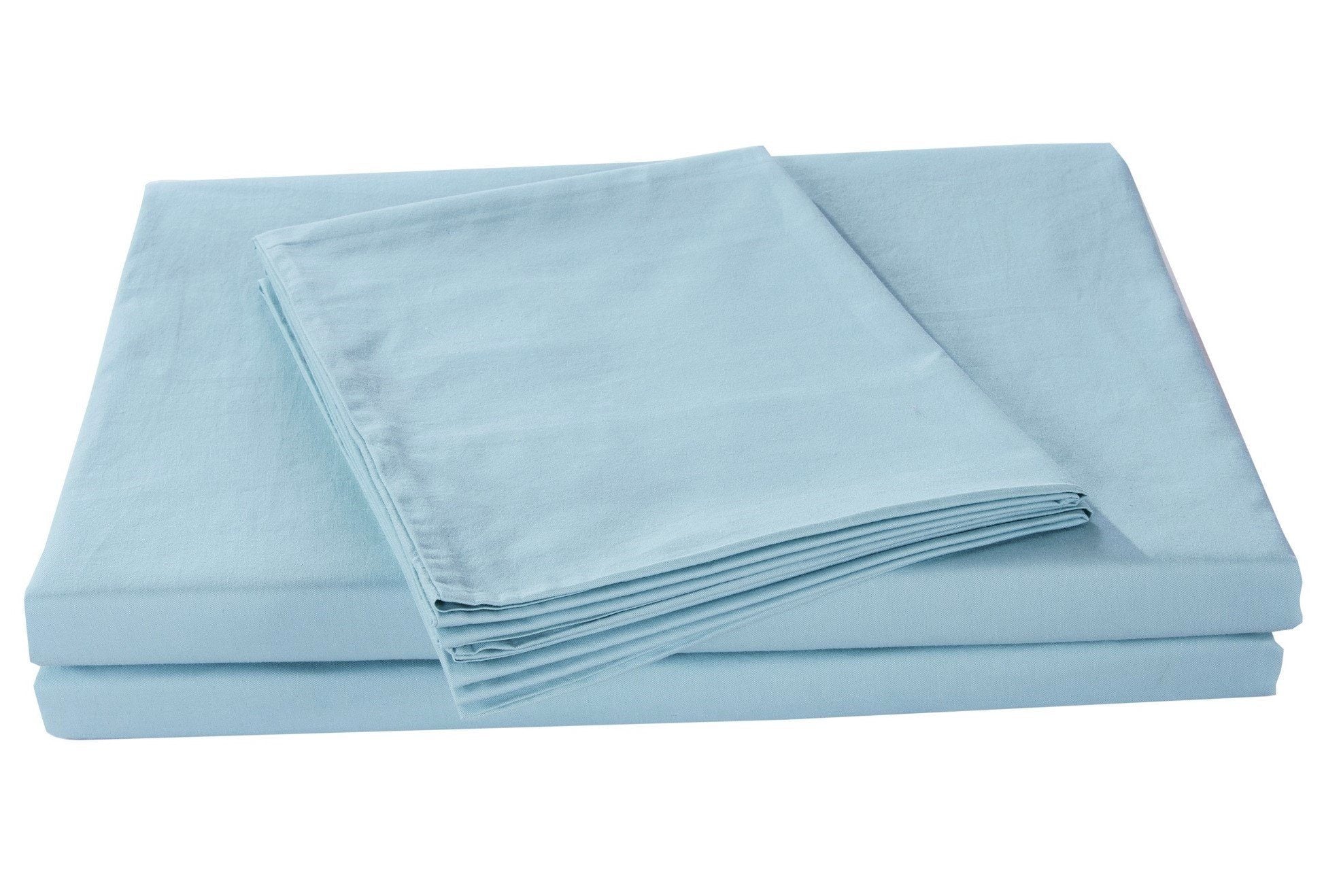 Soothing SeaFoam Sky Blue Cotton Fitted Bed Sheet w/ Pillow Cases - Image 9