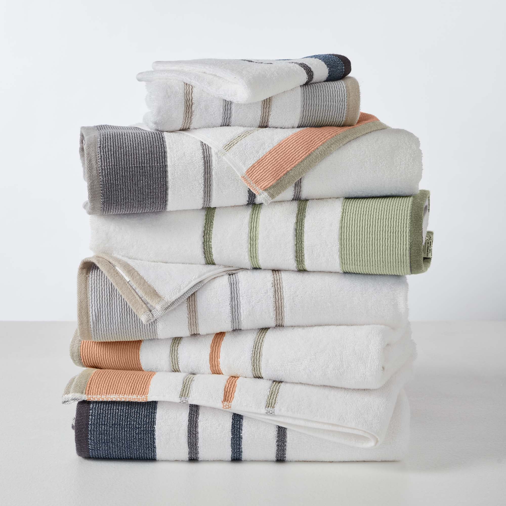 Decorative Cotton Stripe Bath Towel Set - Noelle Collection - Image 120