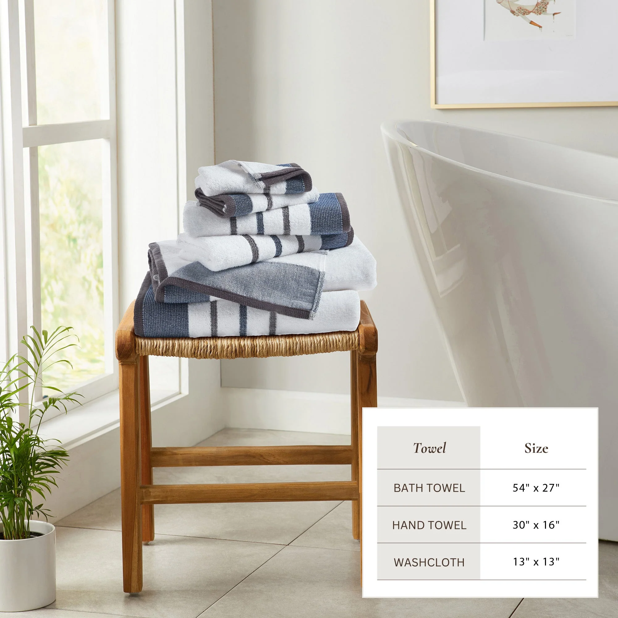 Decorative Cotton Stripe Bath Towel Set - Noelle Collection - Image 52