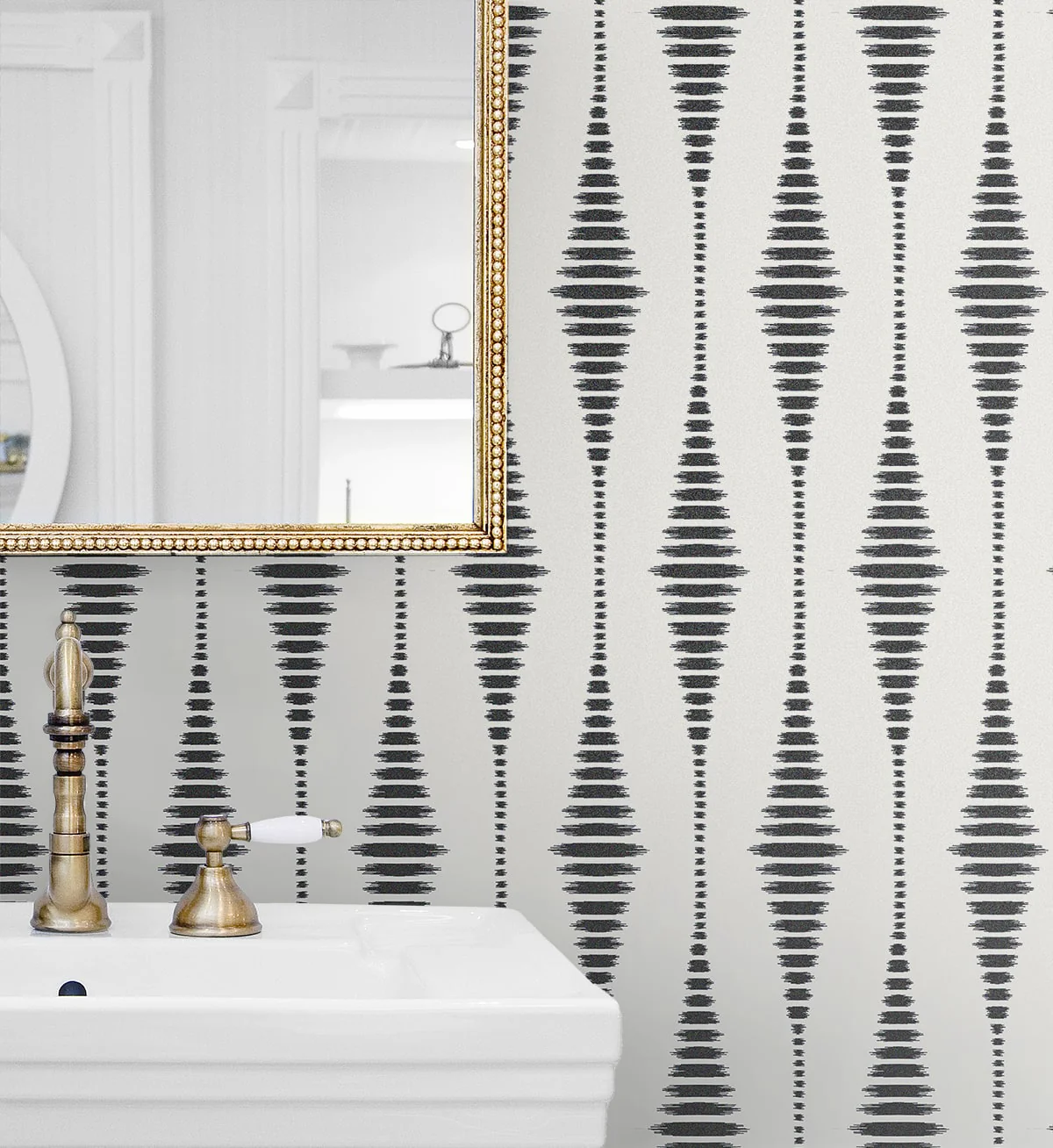 Diamond Stripe Glass Beaded Geometric Unpasted Wallpaper - Image 16