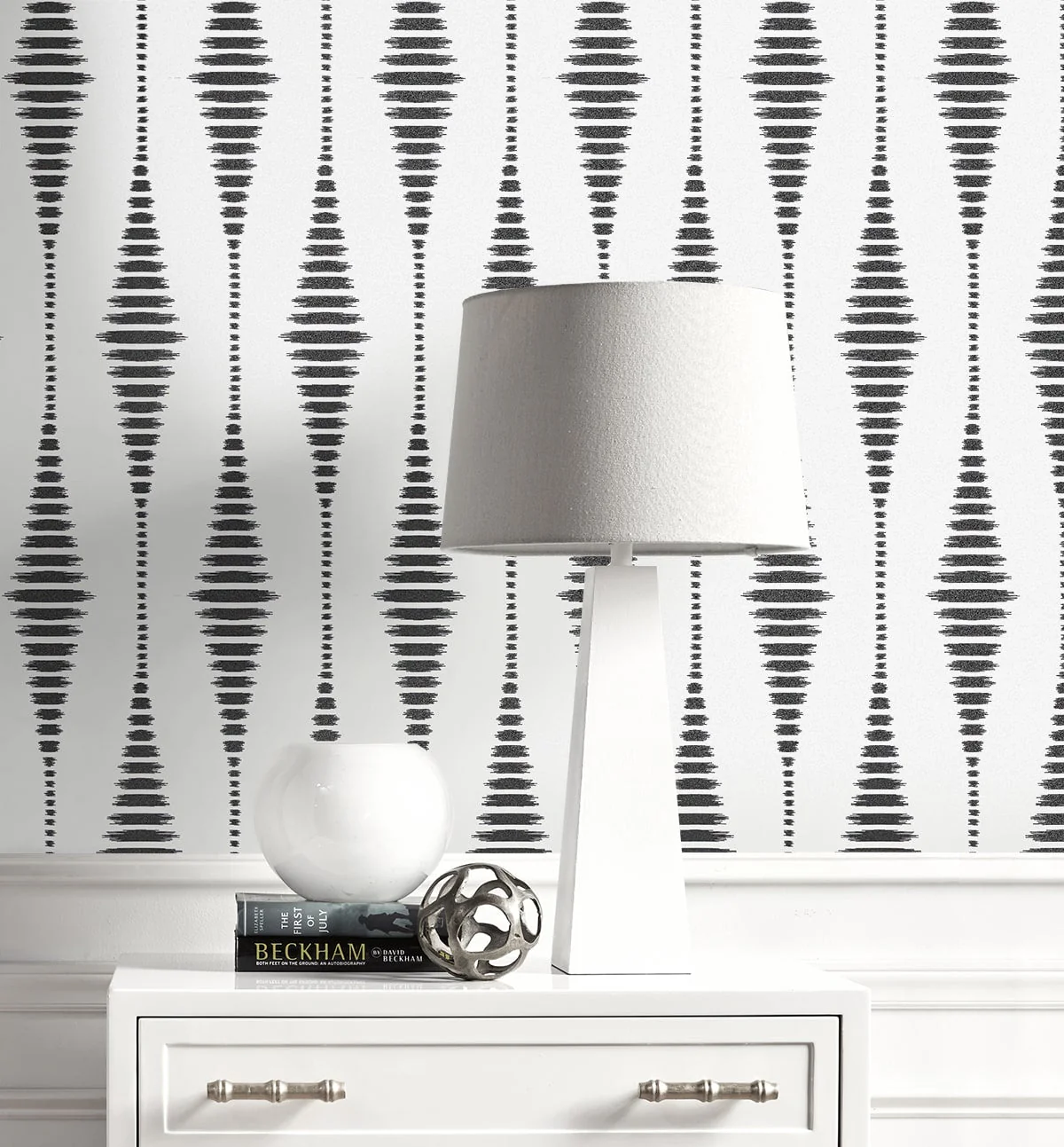 Diamond Stripe Glass Beaded Geometric Unpasted Wallpaper - Image 22