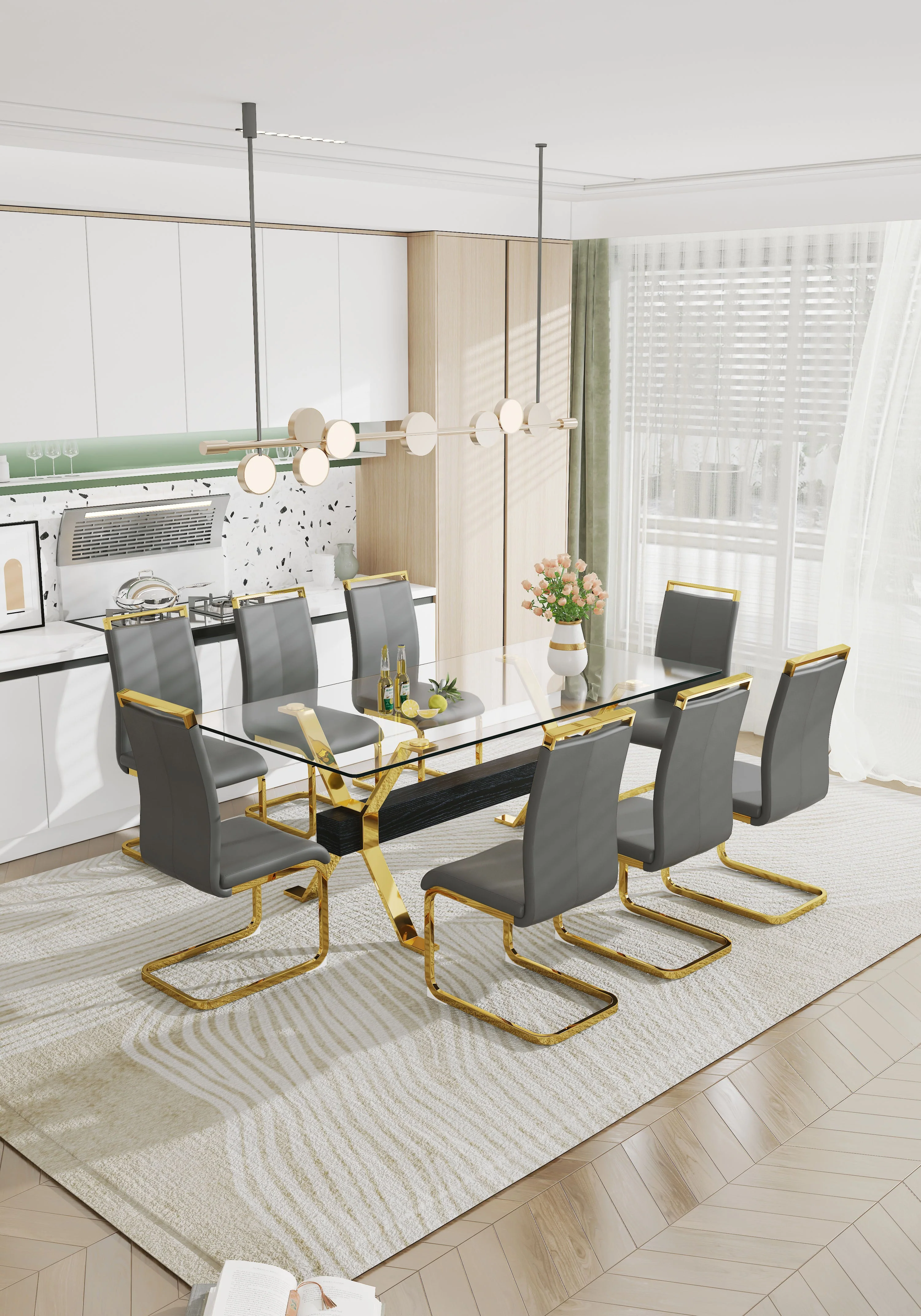 Modern Tempered Glass Dining Table - Image 11