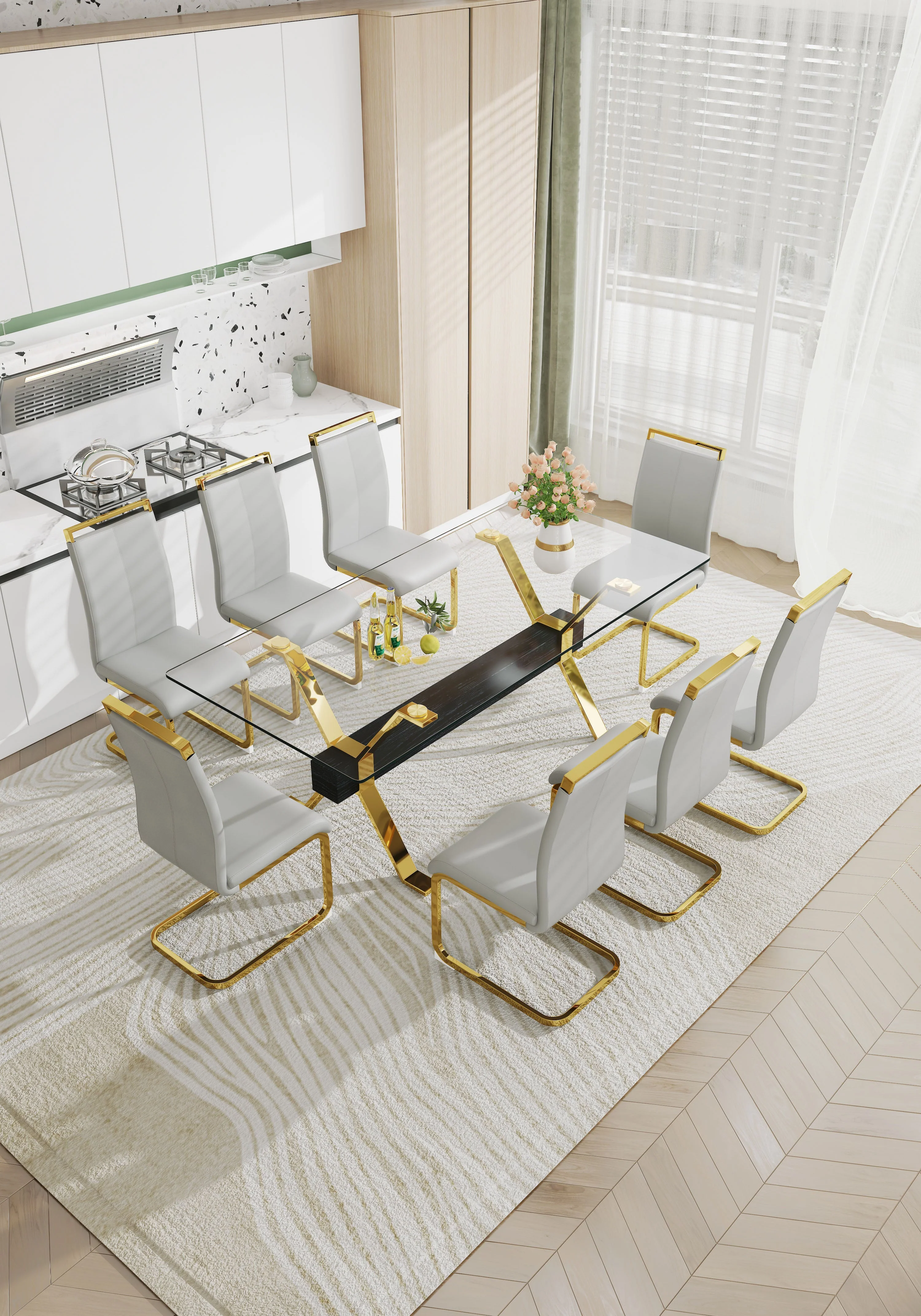 Modern Tempered Glass Dining Table - Image 13
