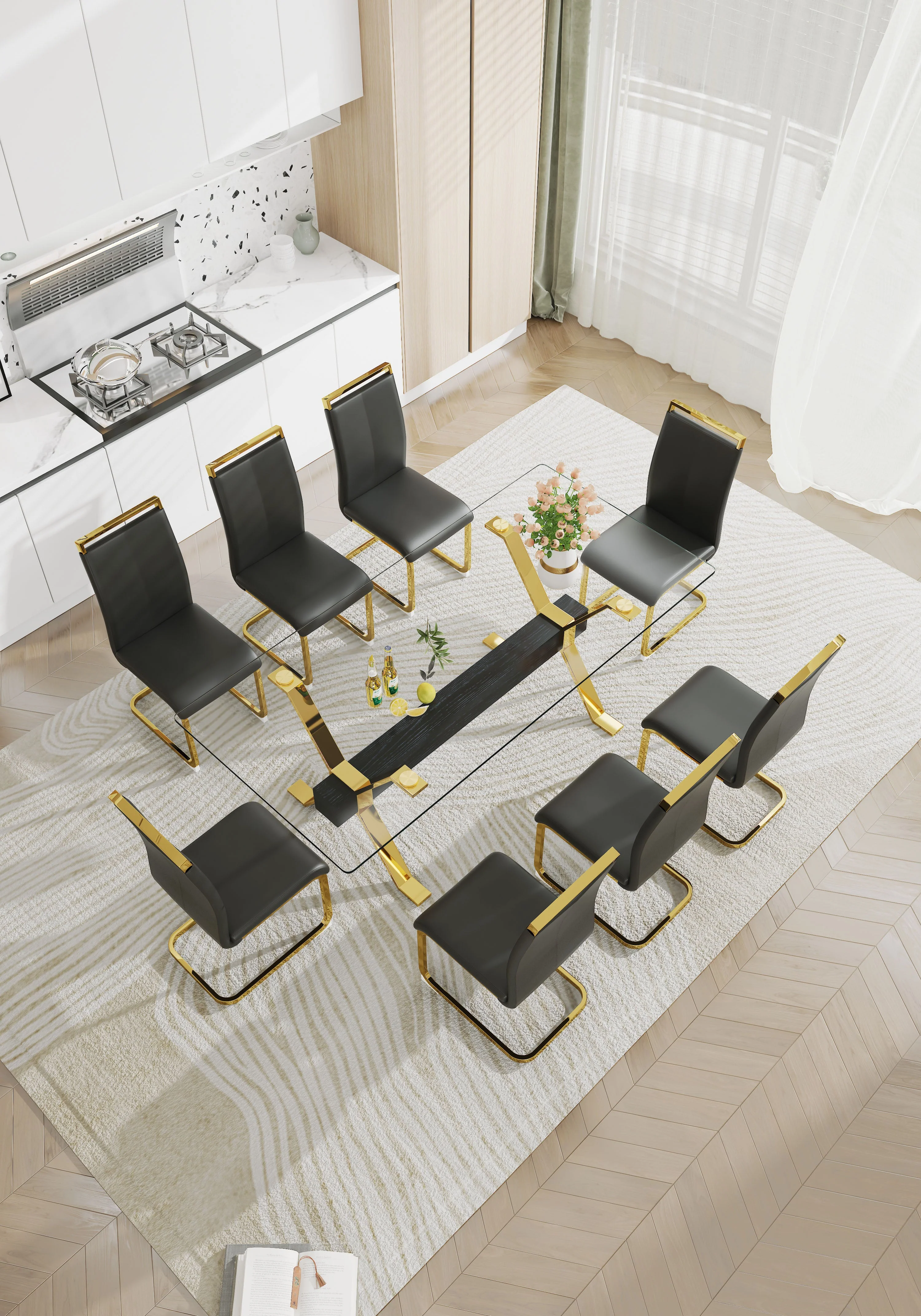 Modern Tempered Glass Dining Table - Image 14