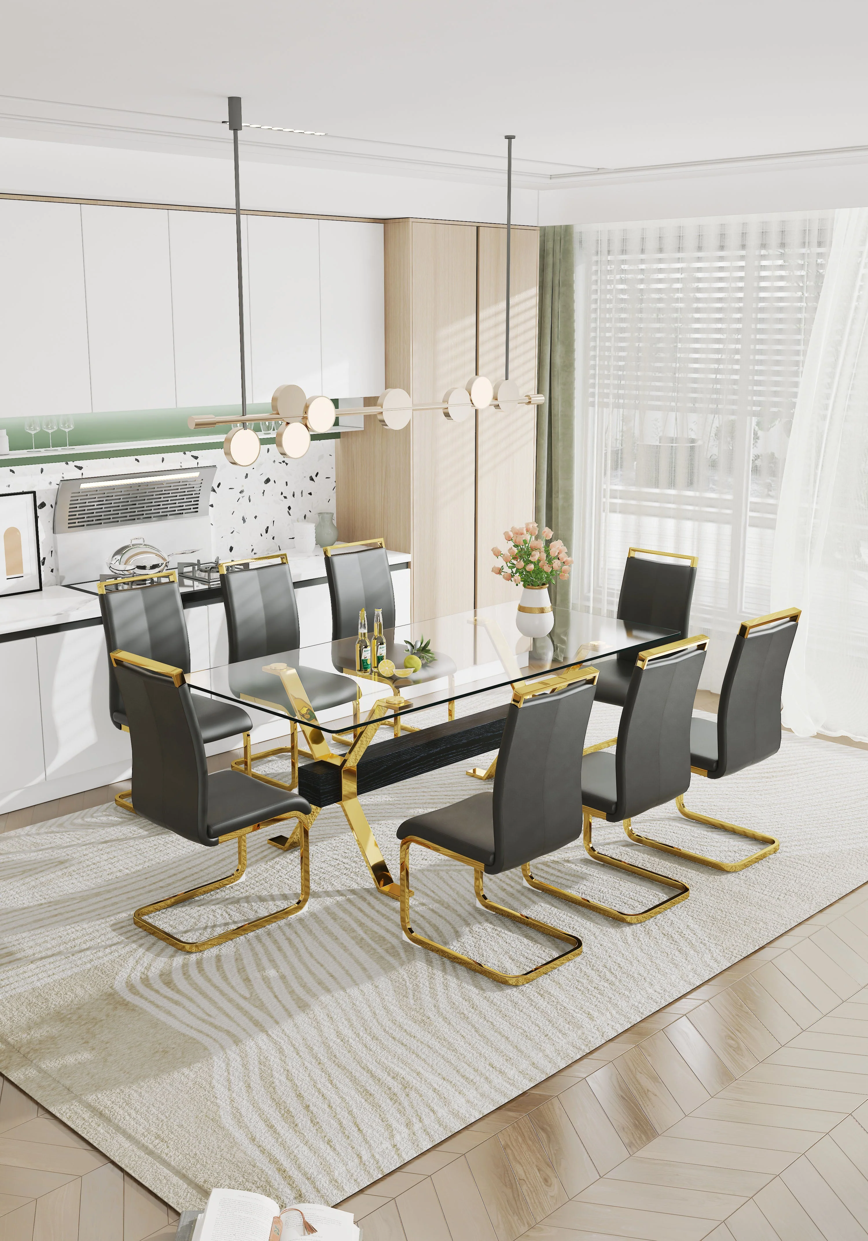 Modern Tempered Glass Dining Table - Image 16