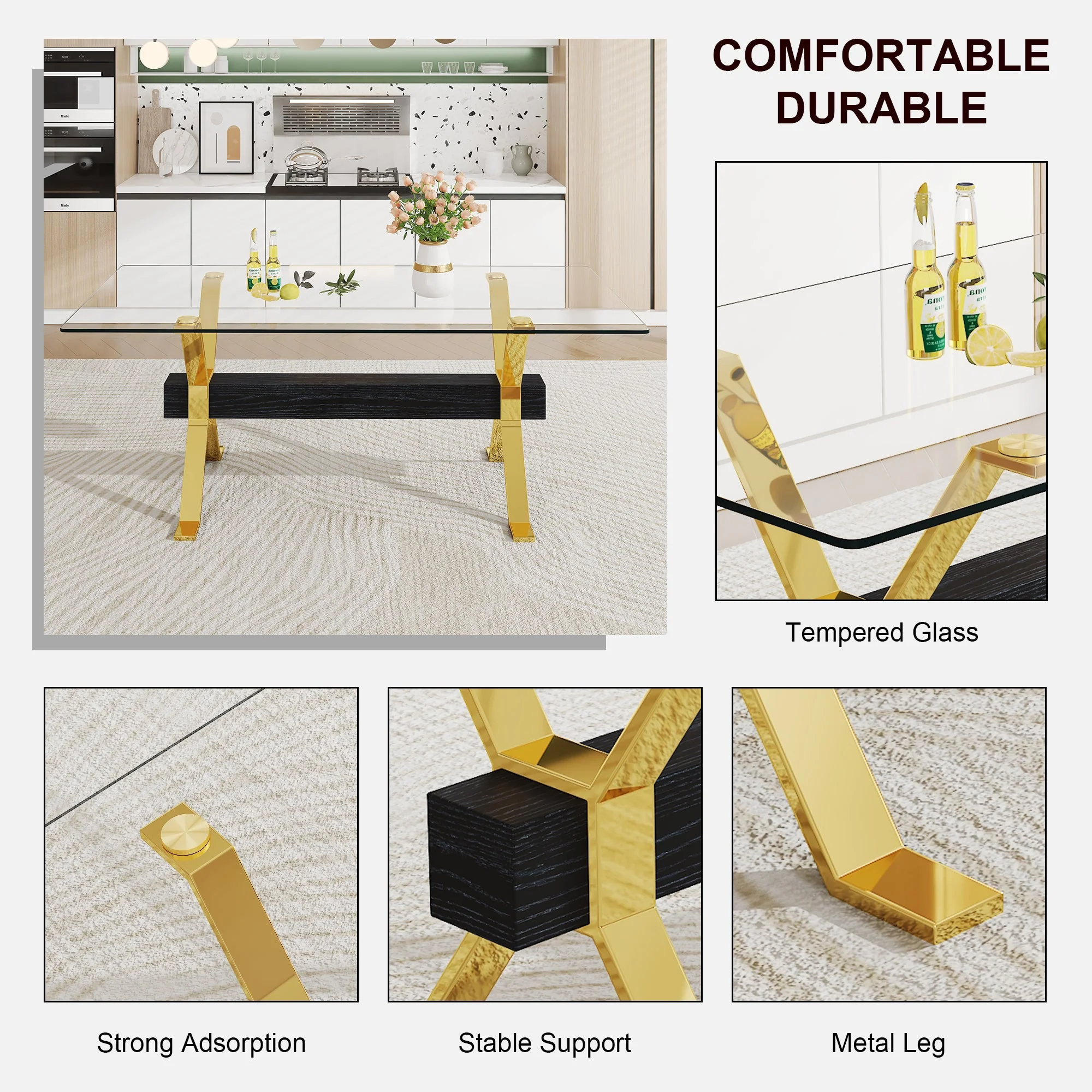 Modern Tempered Glass Dining Table - Image 21