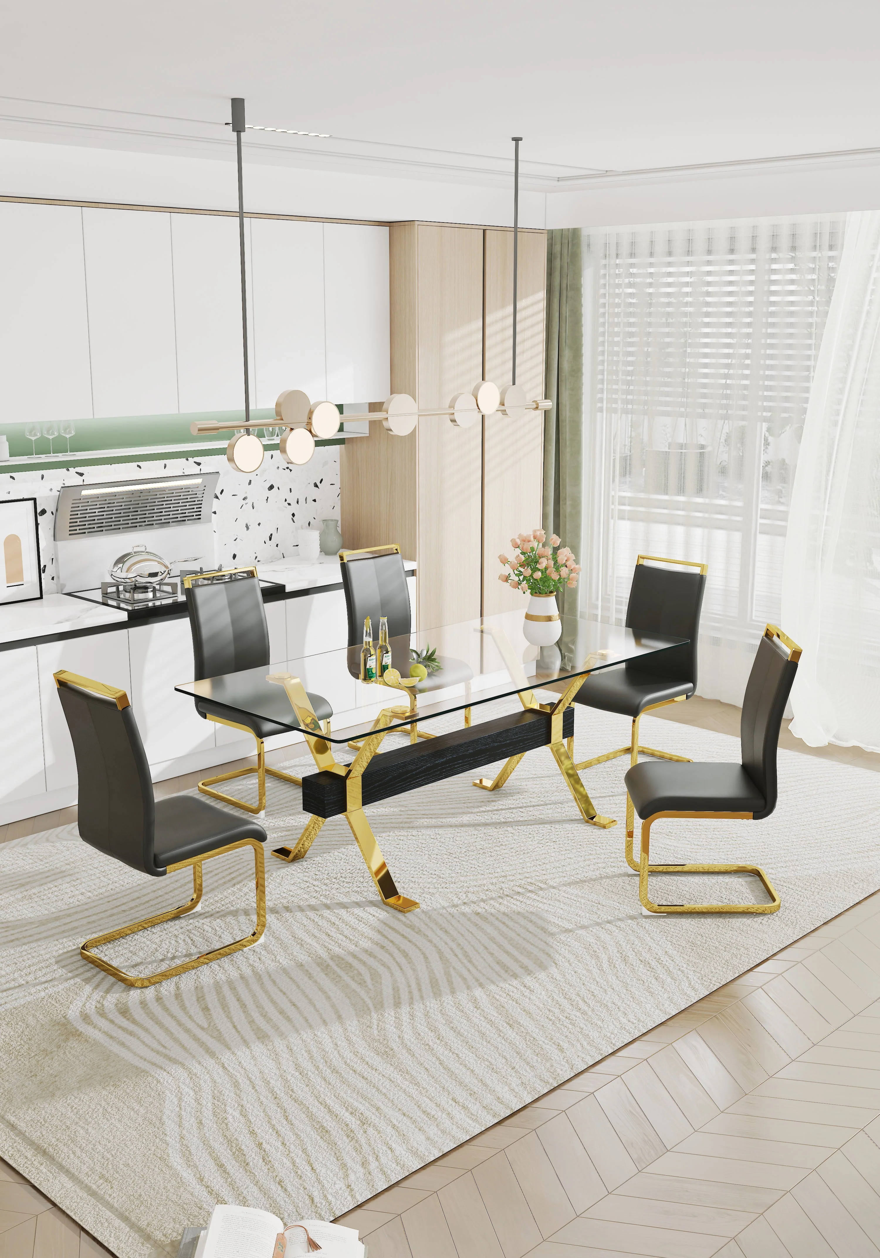 Modern Tempered Glass Dining Table - Image 5