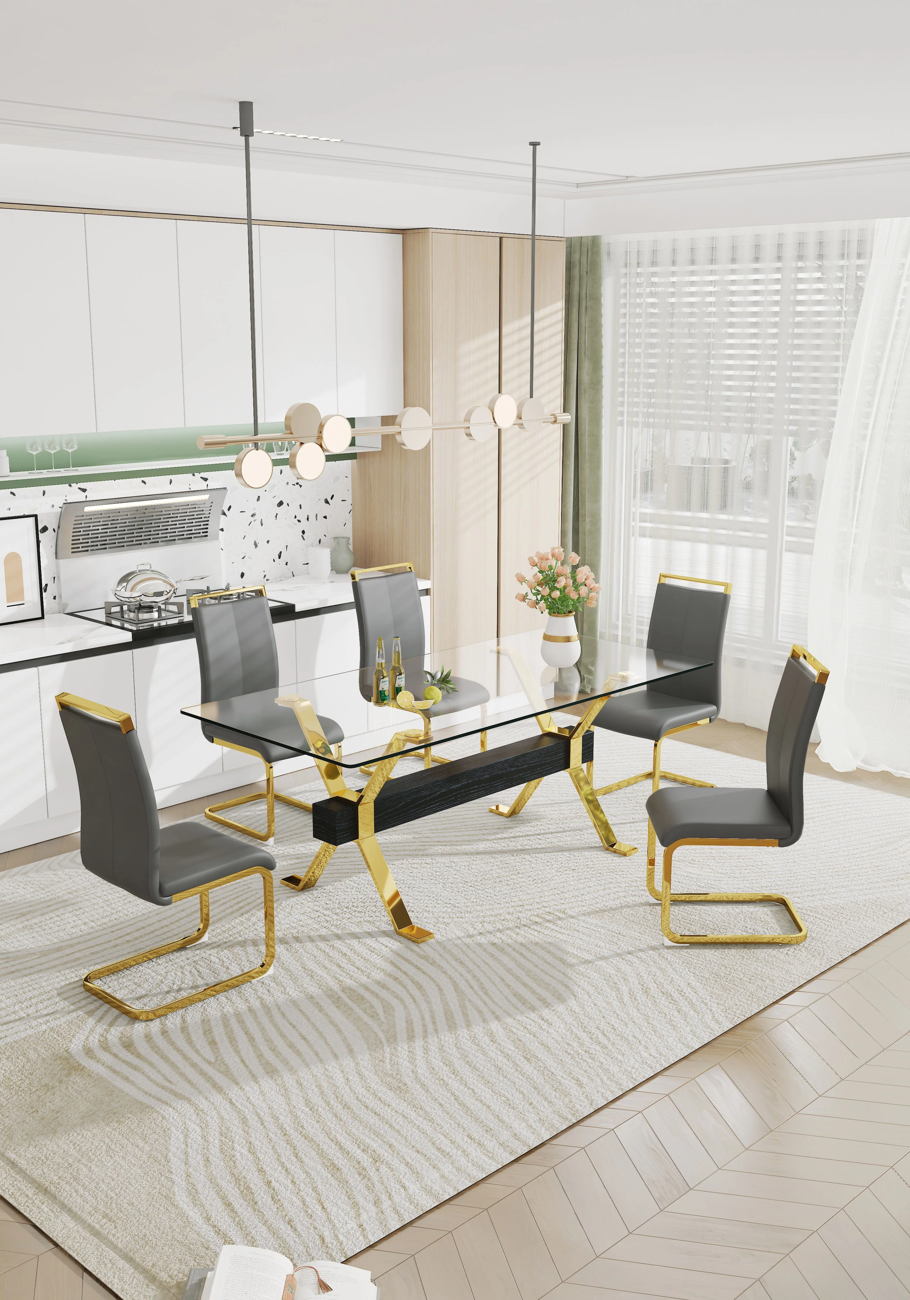 Modern Tempered Glass Dining Table - Image 6