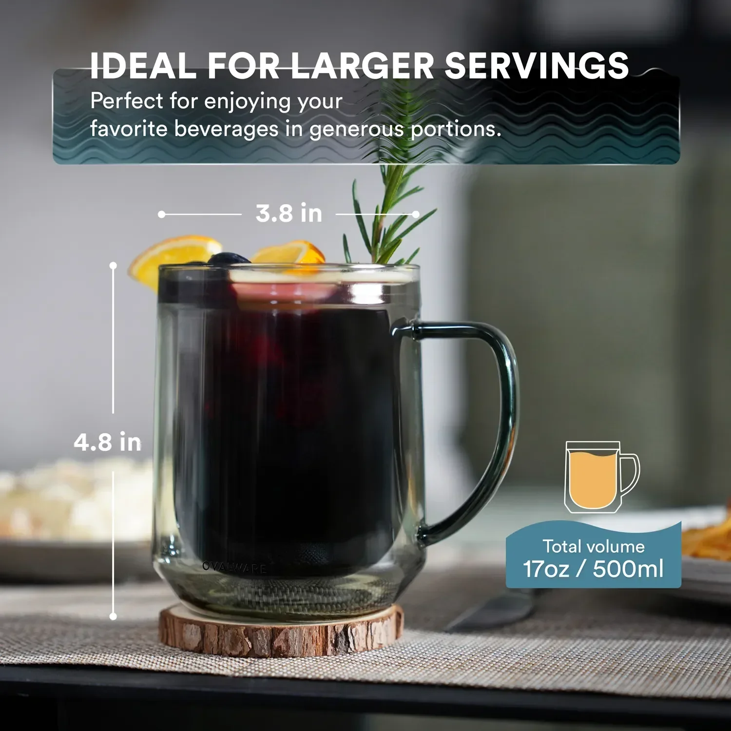 Double Wall Mug - 500ml/17oz (Set of 2) - Image 5