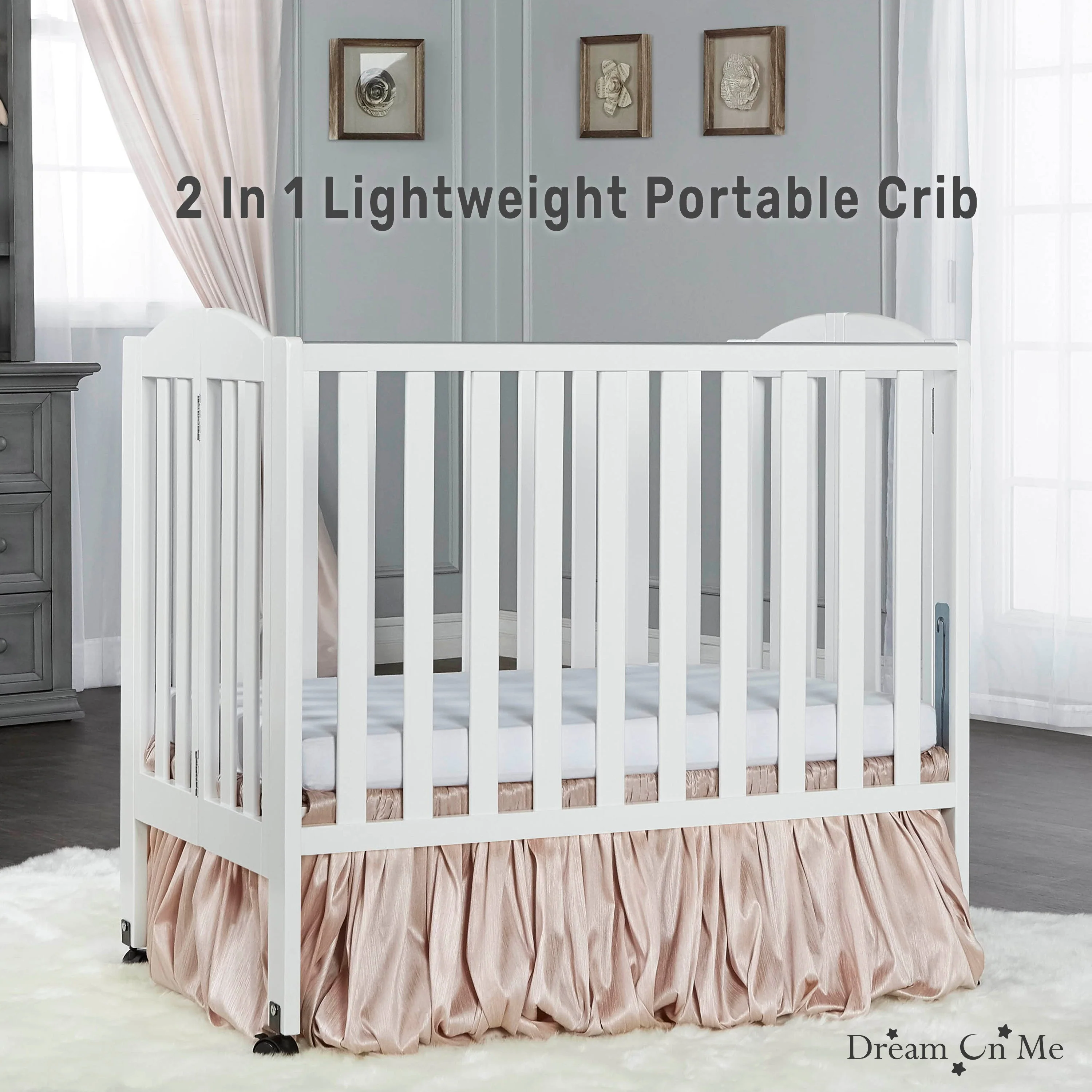 Dream On Me 2-in-1 Folding Portable Mini Crib - Image 2