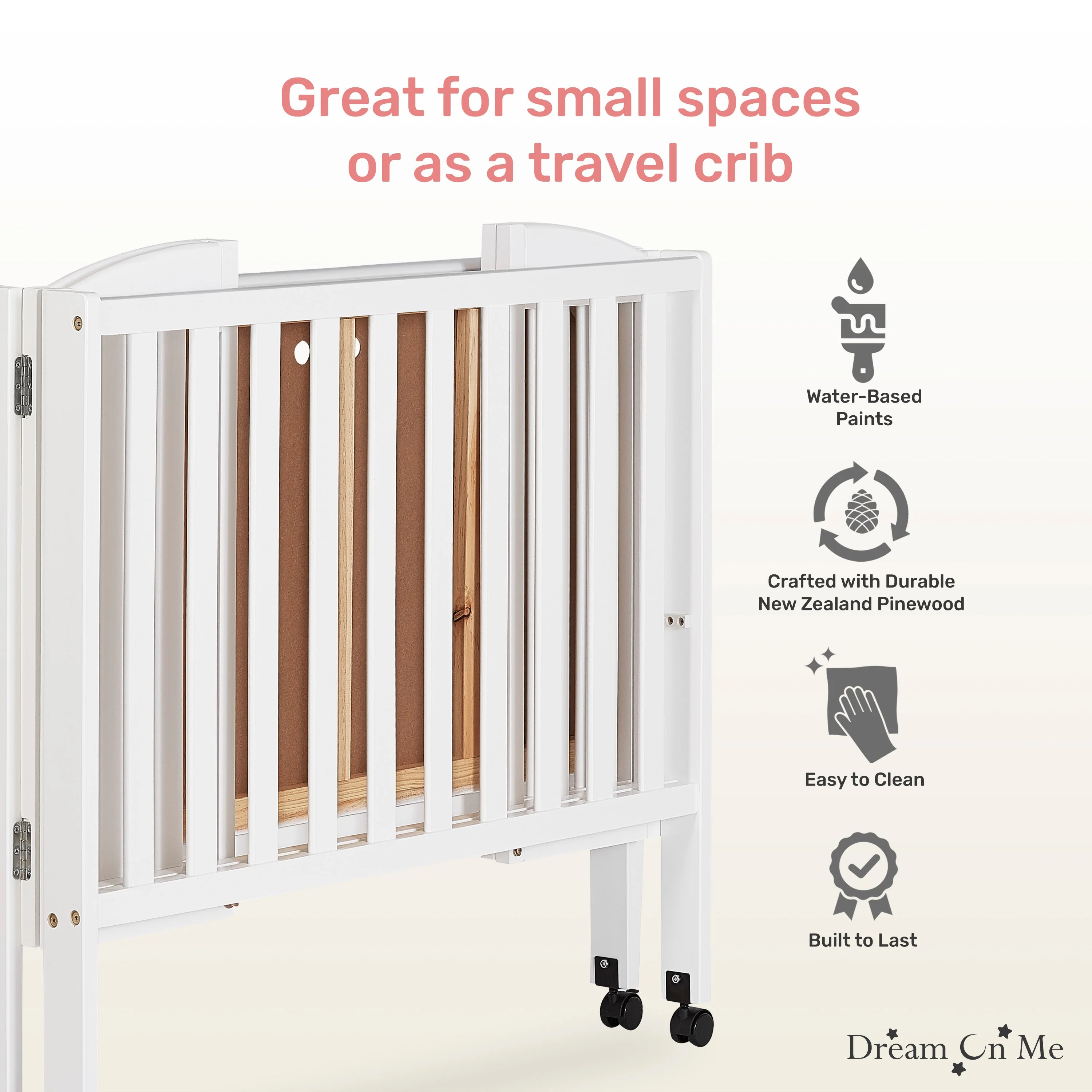Dream On Me 2-in-1 Folding Portable Mini Crib - Image 6