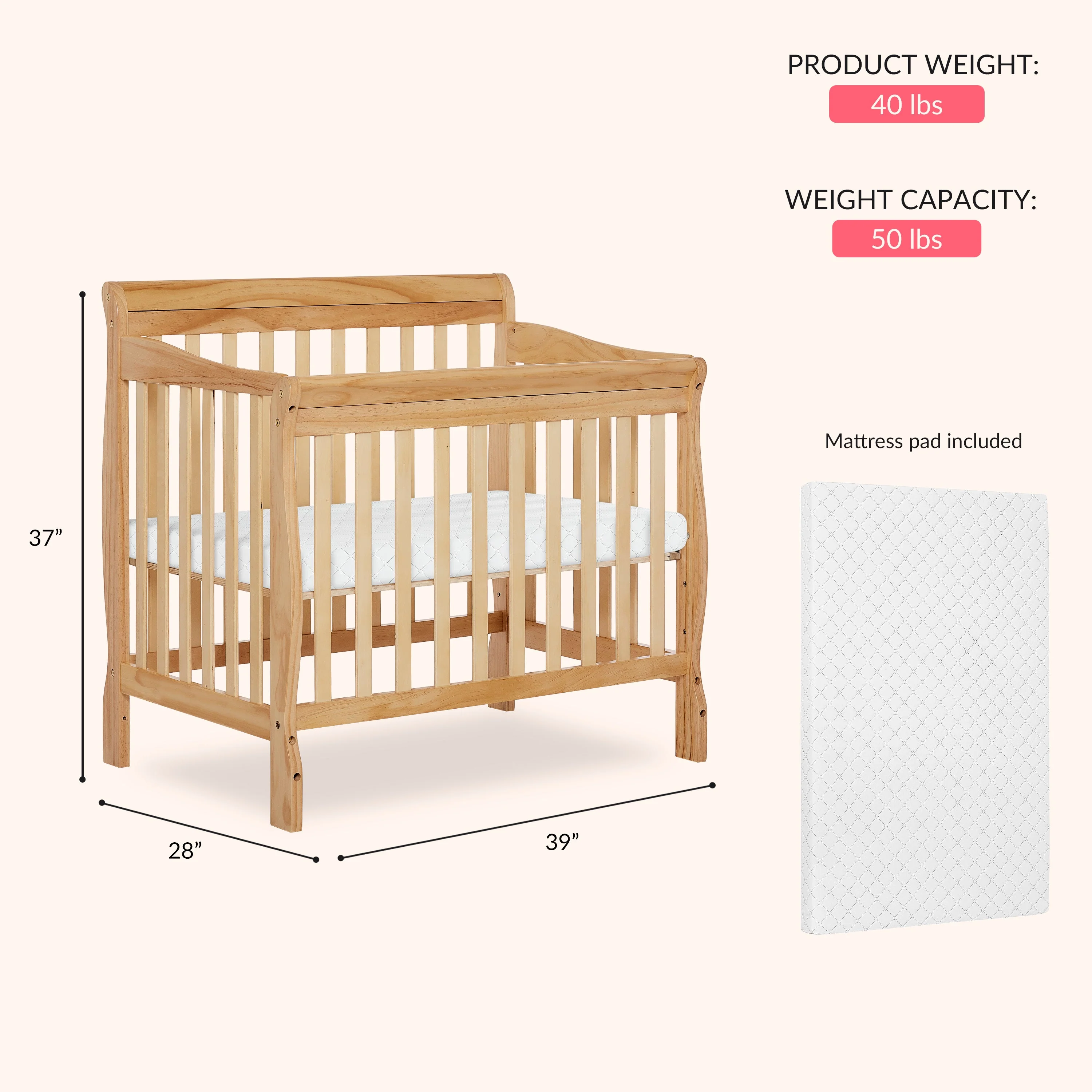Dream On Me Aden Convertible 4-in-1 Mini Crib - Image 39
