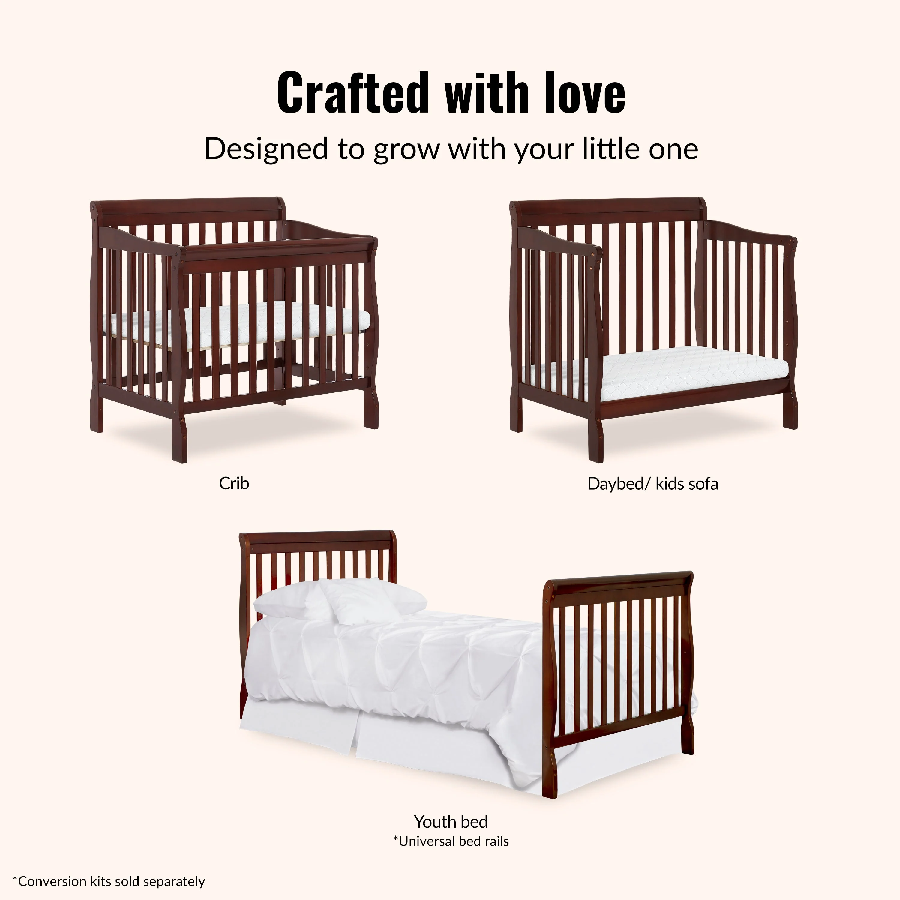 Dream On Me Aden Convertible 4-in-1 Mini Crib - Image 4