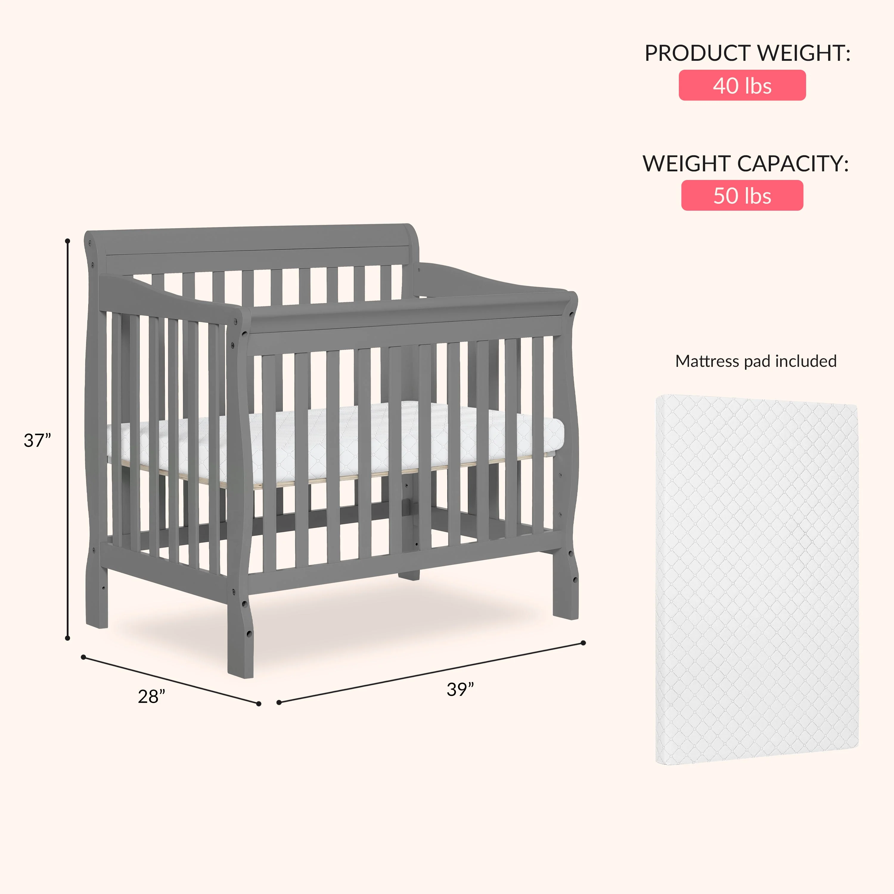 Dream On Me Aden Convertible 4-in-1 Mini Crib - Image 48