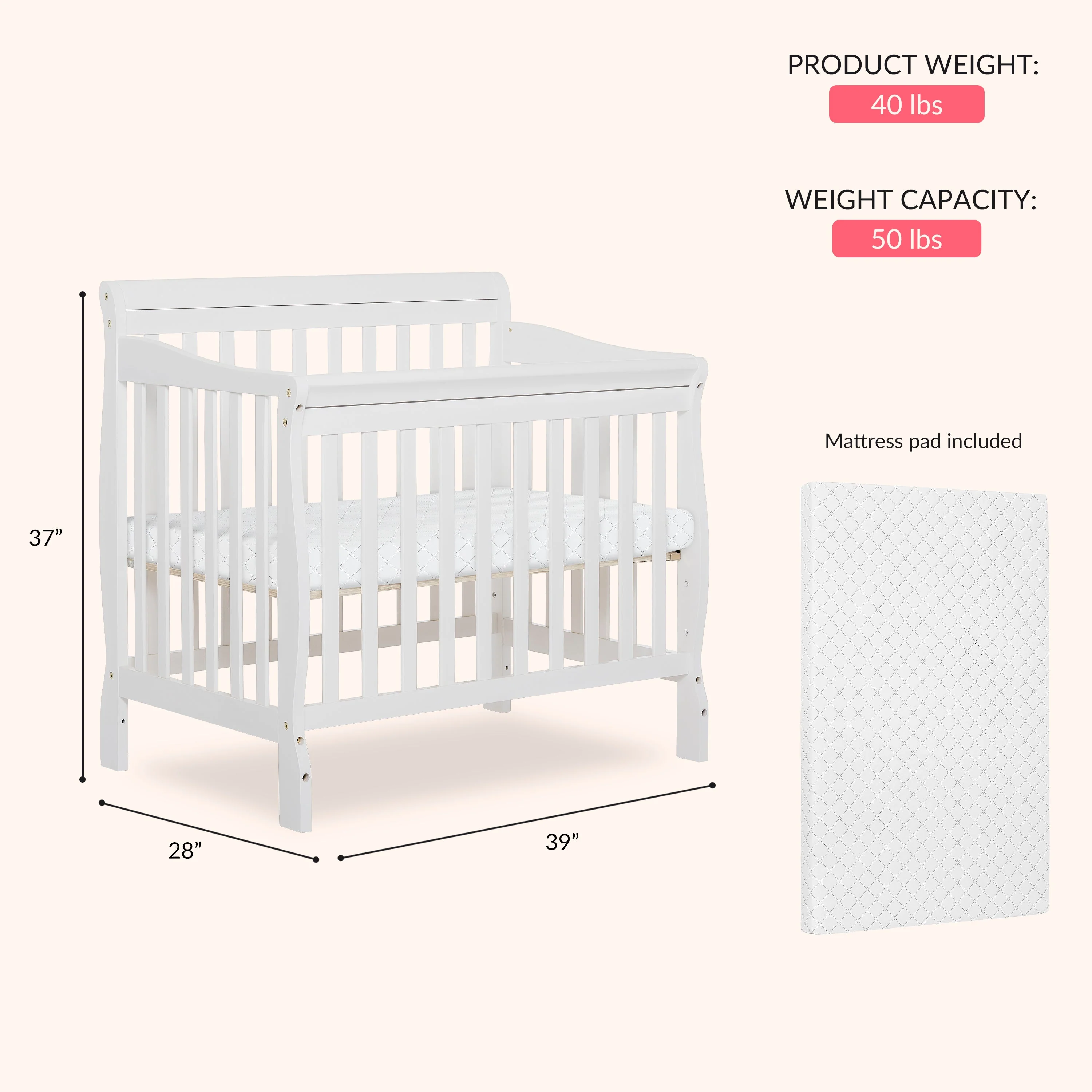 Dream On Me Aden Convertible 4-in-1 Mini Crib - Image 57