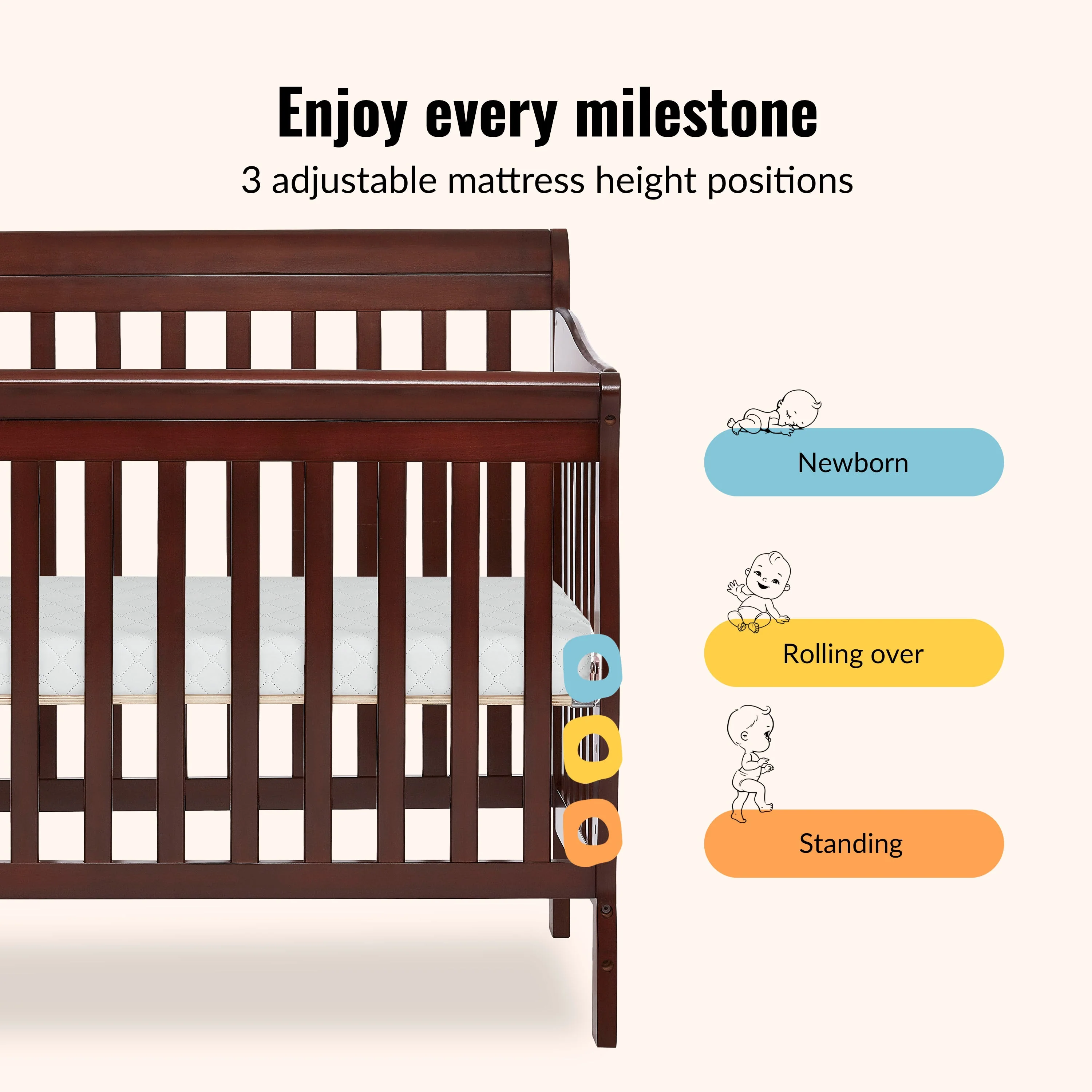 Dream On Me Aden Convertible 4-in-1 Mini Crib - Image 6