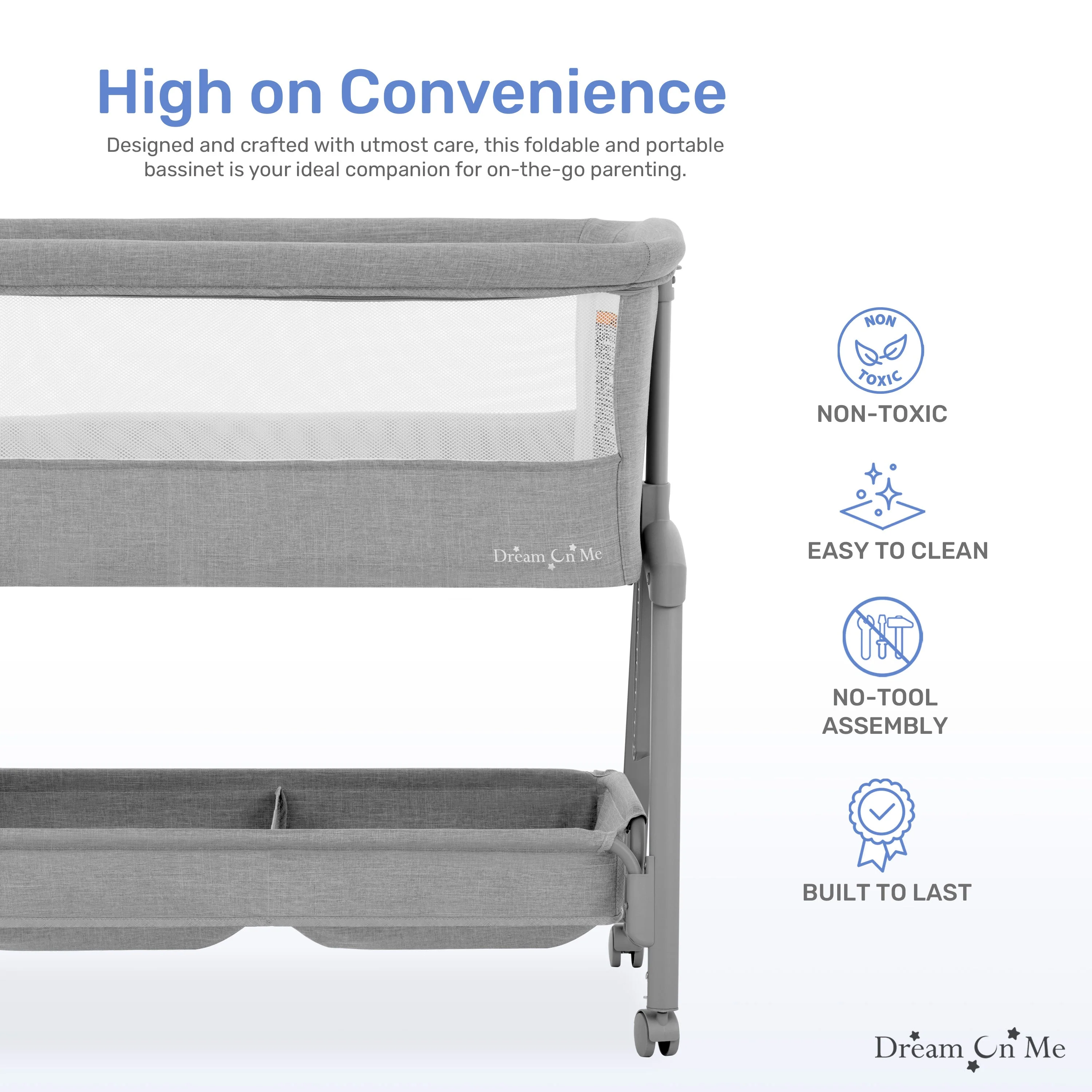 Dream On Me Calypso Portable Bassinet with wheels - Image 11