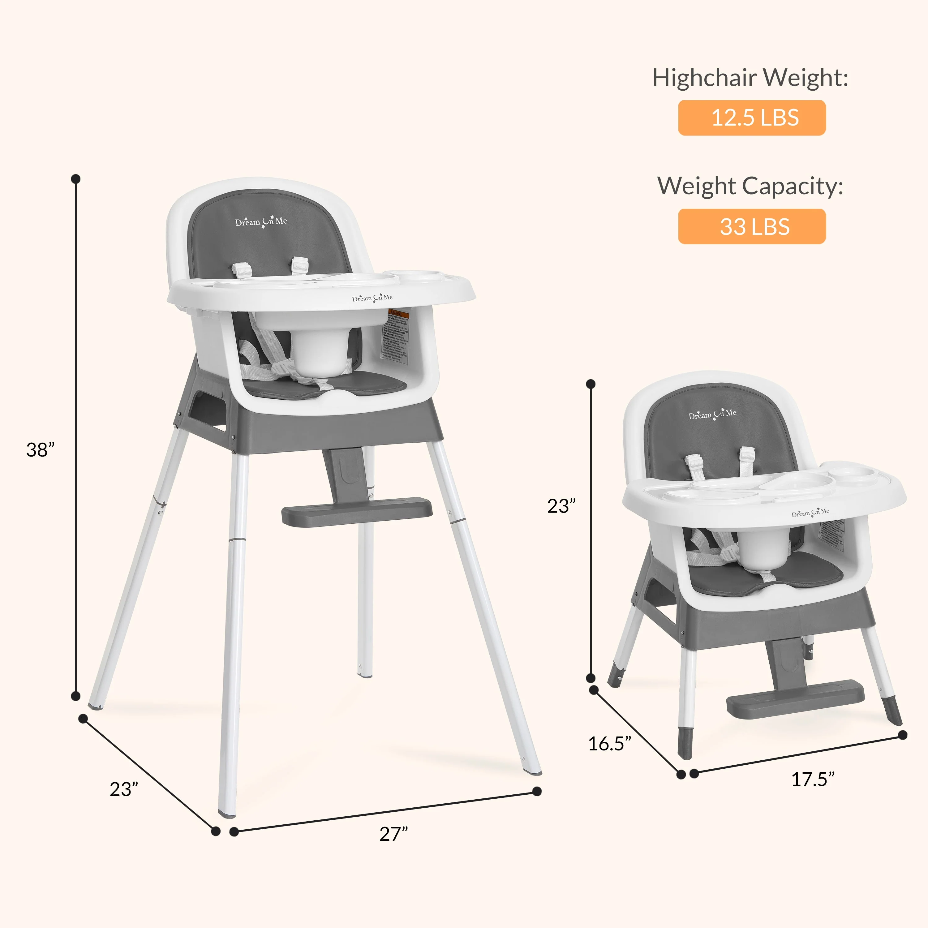 Dream On Me Curio Sit N Seek 3 in 1 Convertible Baby High Chair - Image 2