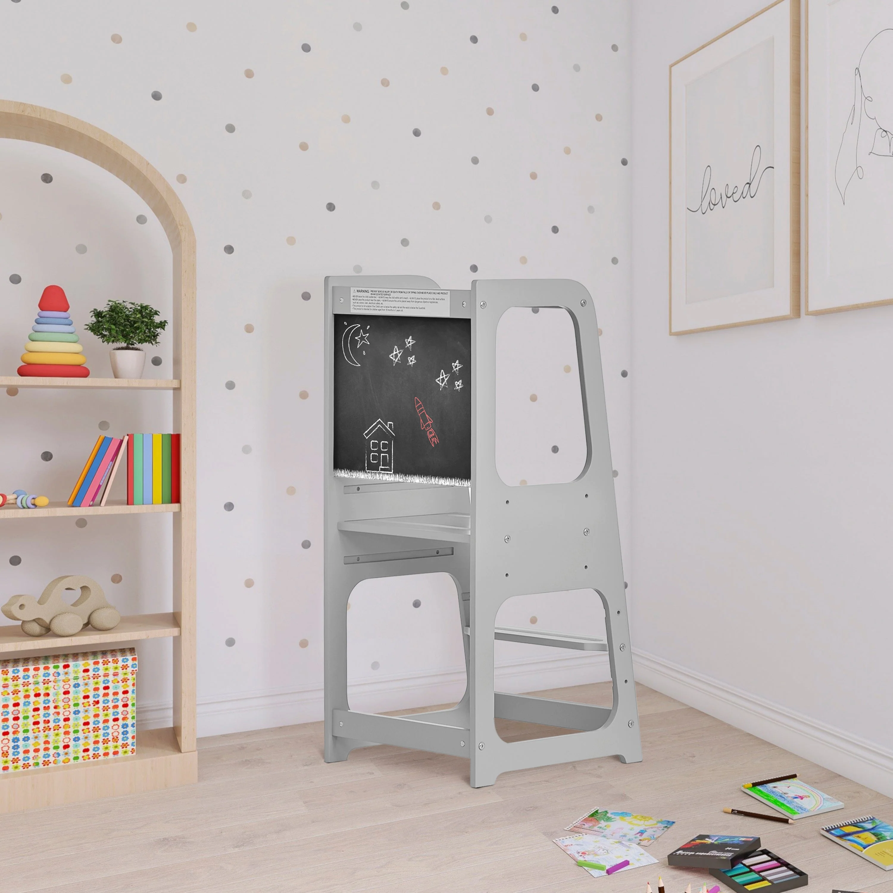 Dream On Me Explora Toddler Tower & Multipurpose Kids Step Stool - Image 2