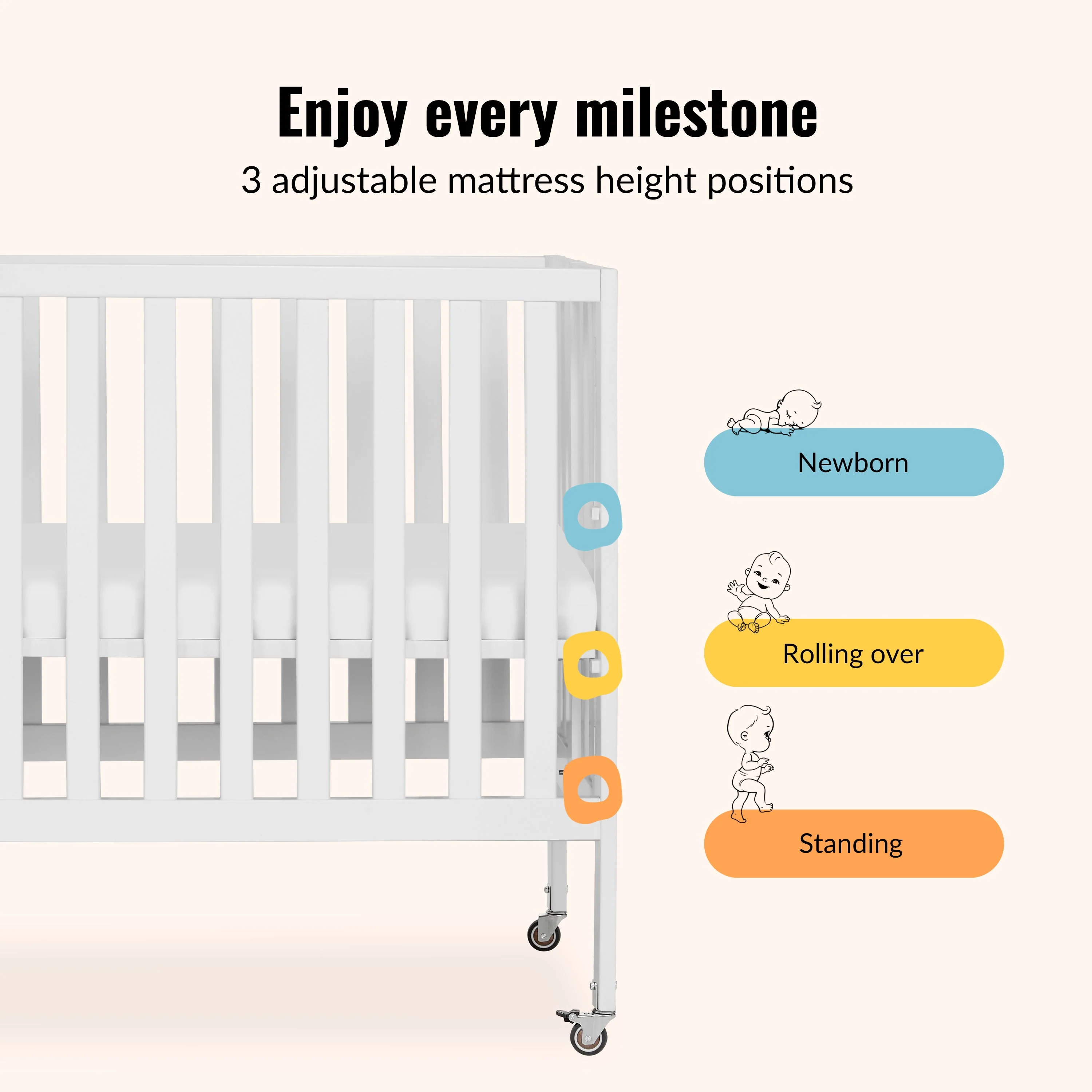 Dream On Me Jett Non Full Size Folding Crib - Image 12