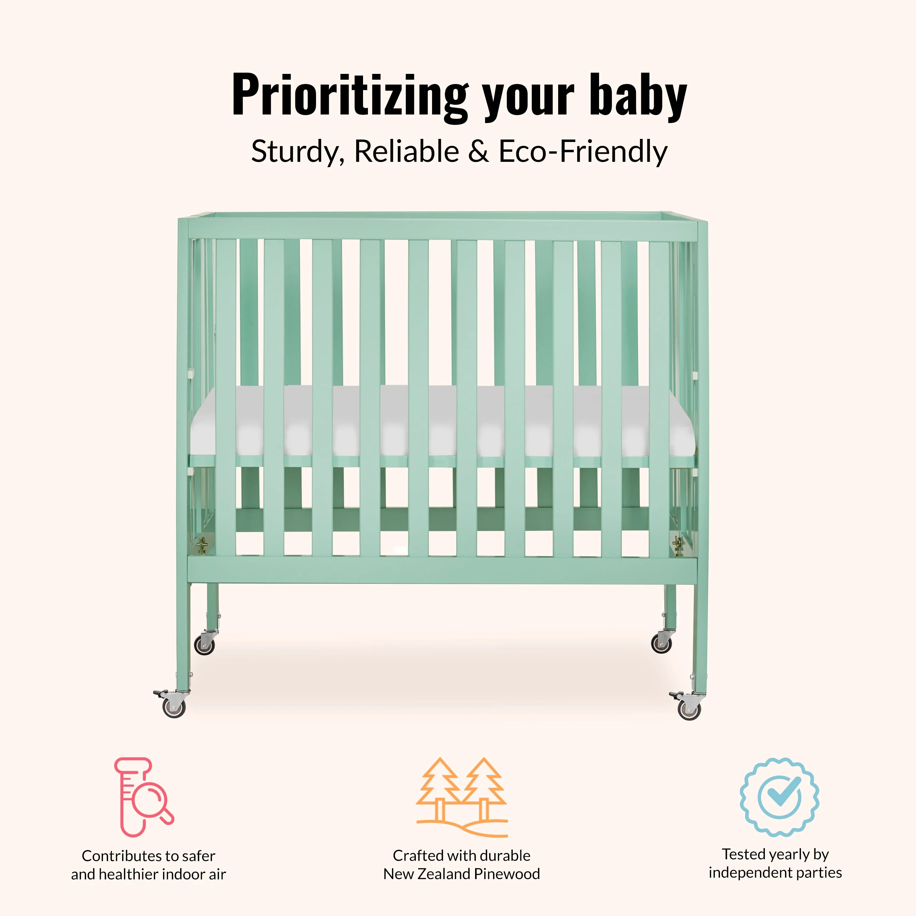 Dream On Me Jett Non Full Size Folding Crib - Image 3