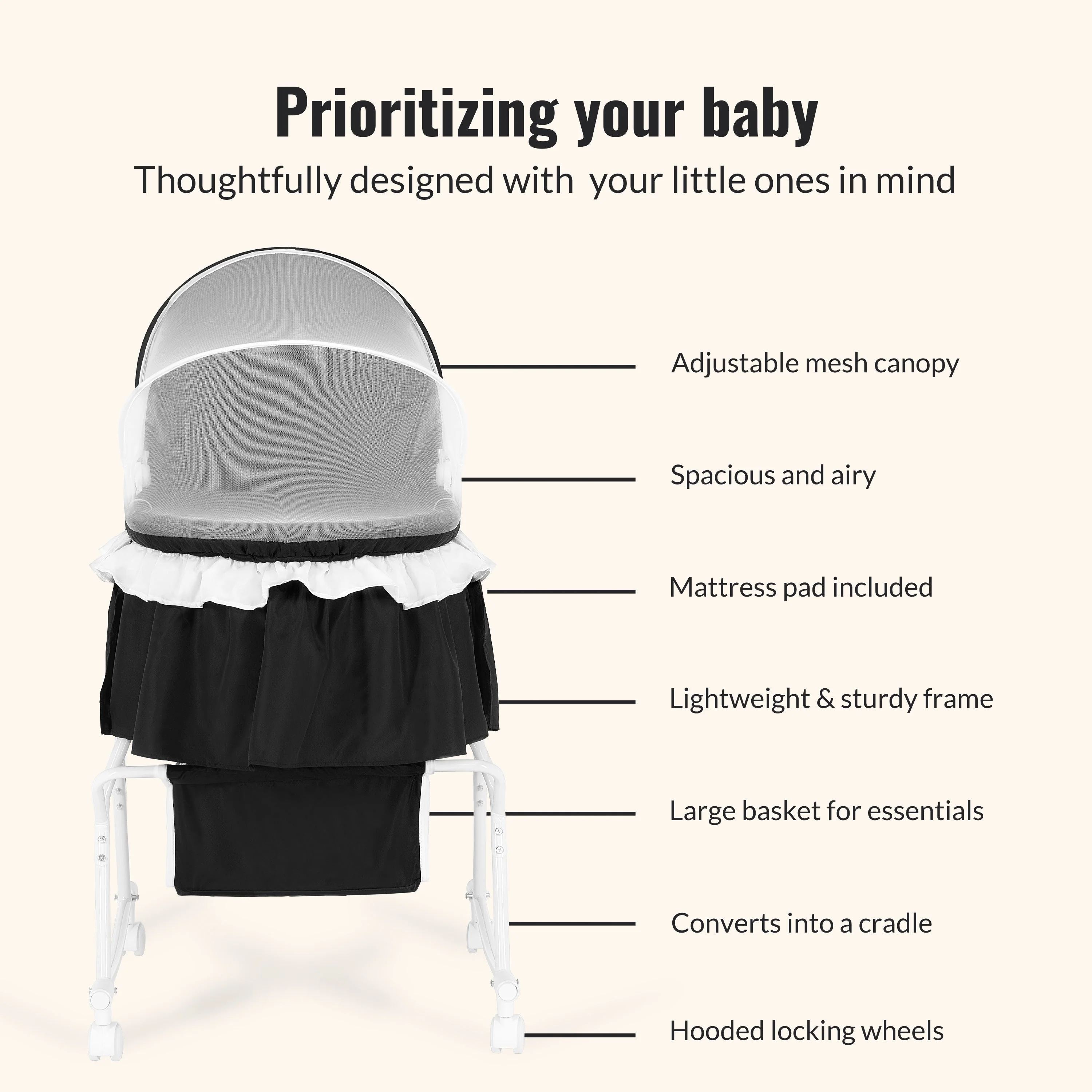Dream On Me Lacy Portable 2-In-1 Bassinet - Image 12