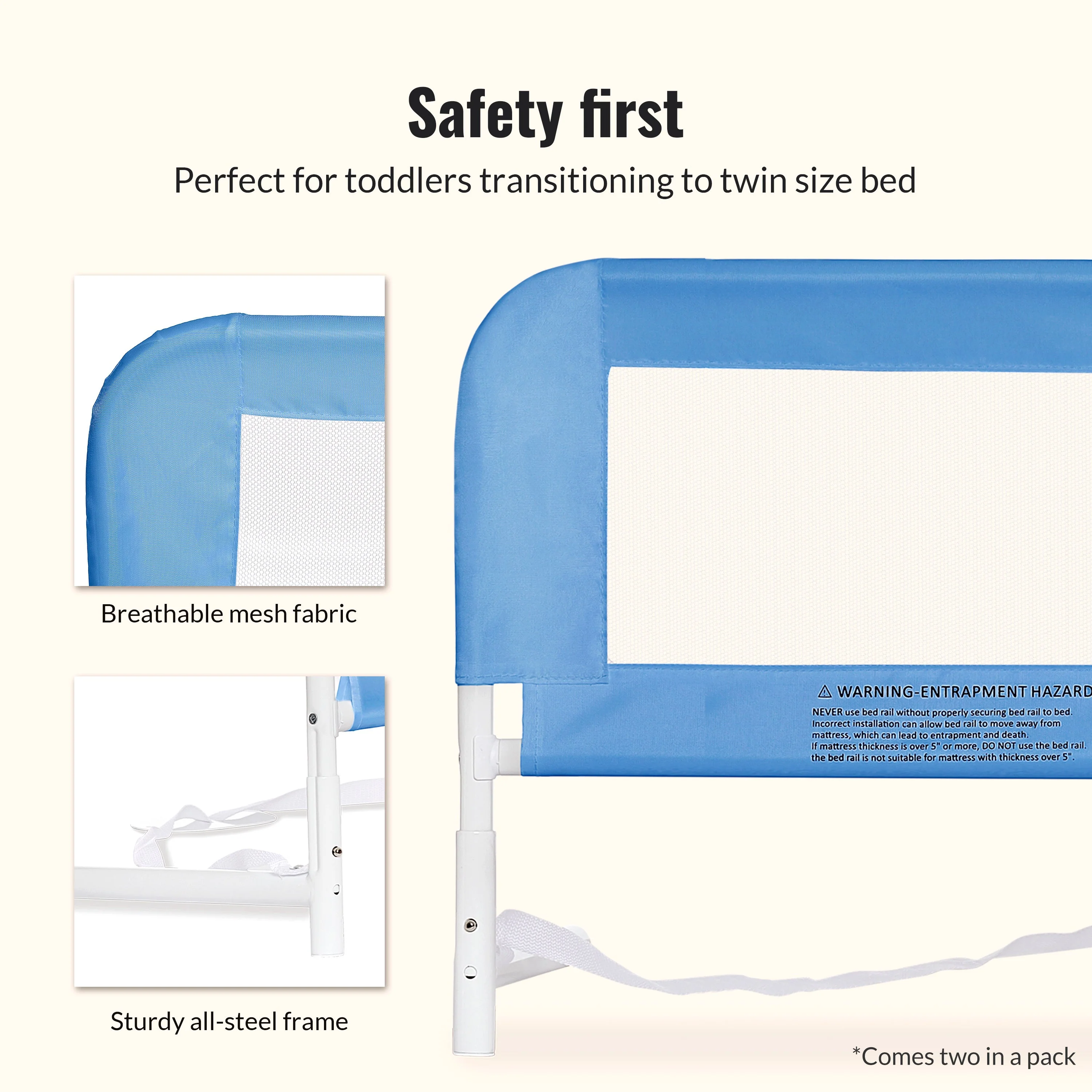 Dream On Me Mesh Security Bed Rails, Double Pack - Image 22