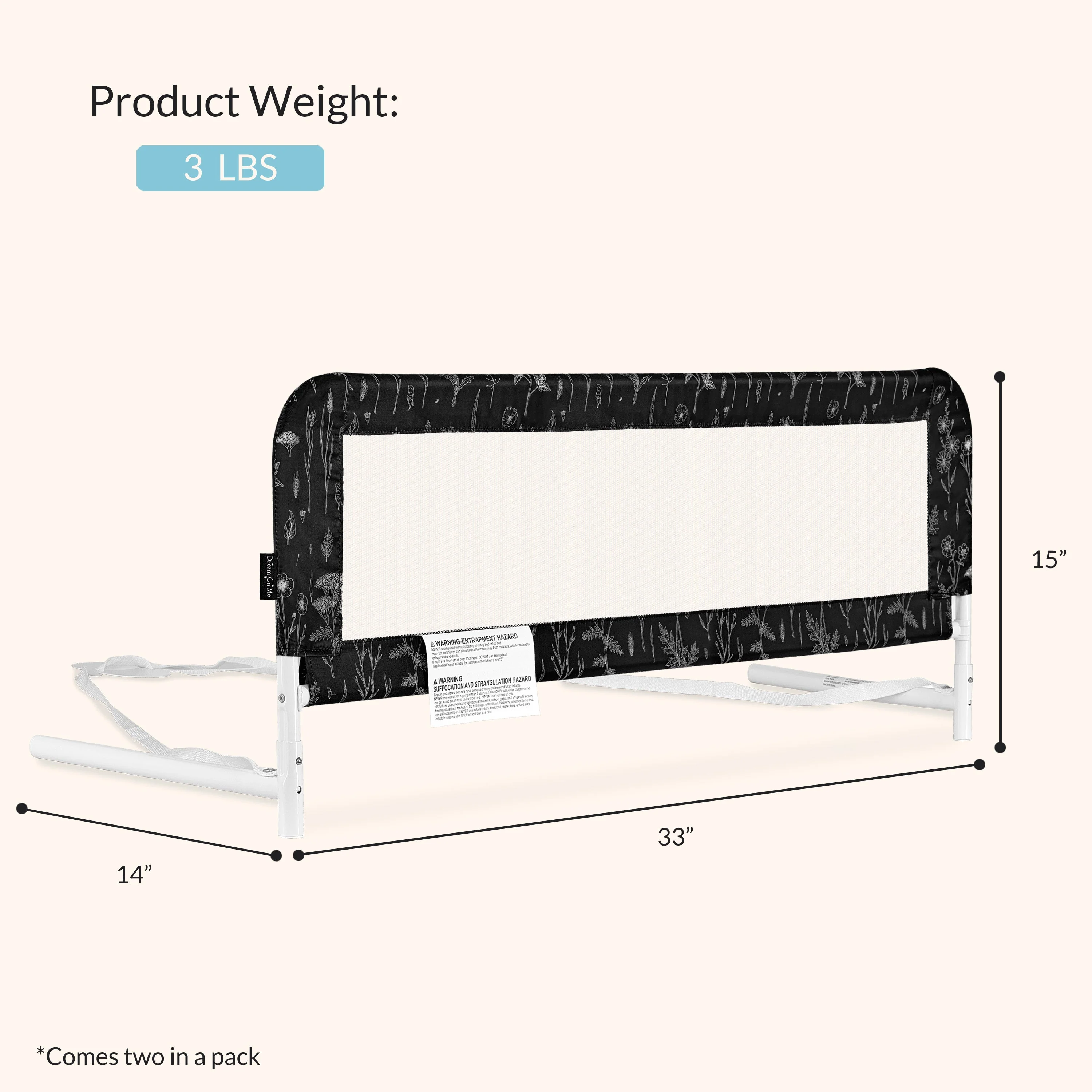 Dream On Me Mesh Security Bed Rails, Double Pack - Image 3