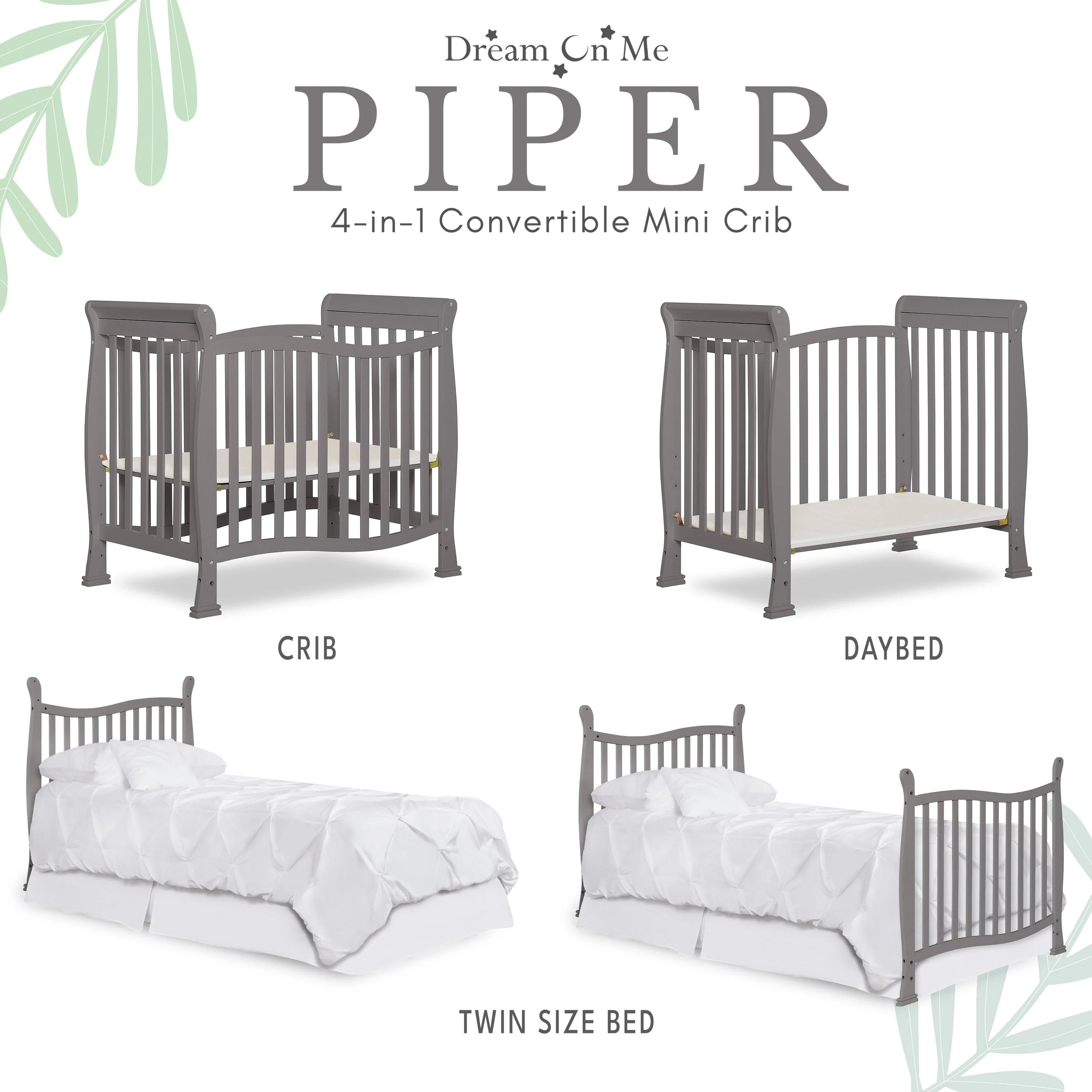 Dream On Me Piper 4-in-1 Convertible Mini Crib - Image 46