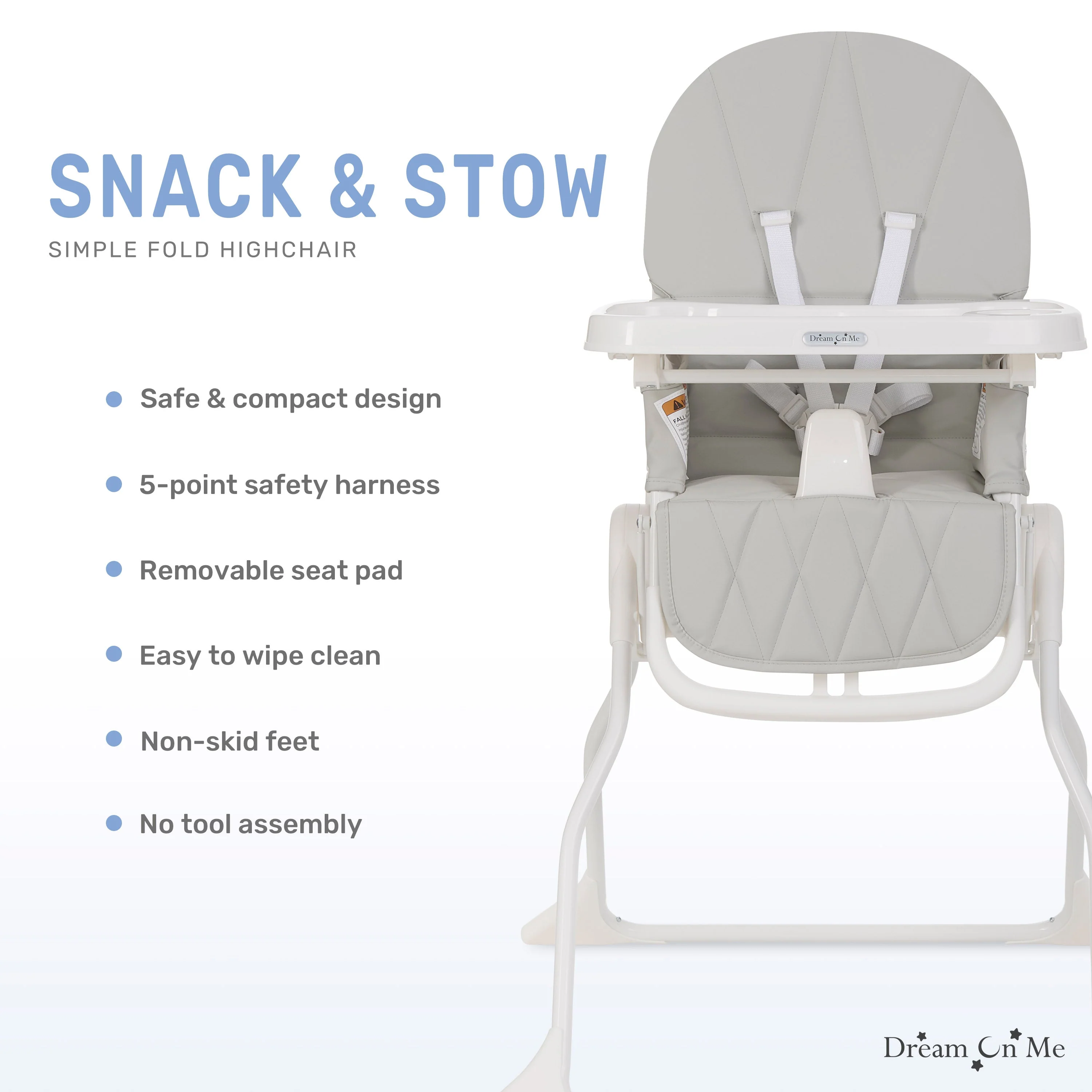Dream On Me Snack and Stow Baby High Chair - Image 4