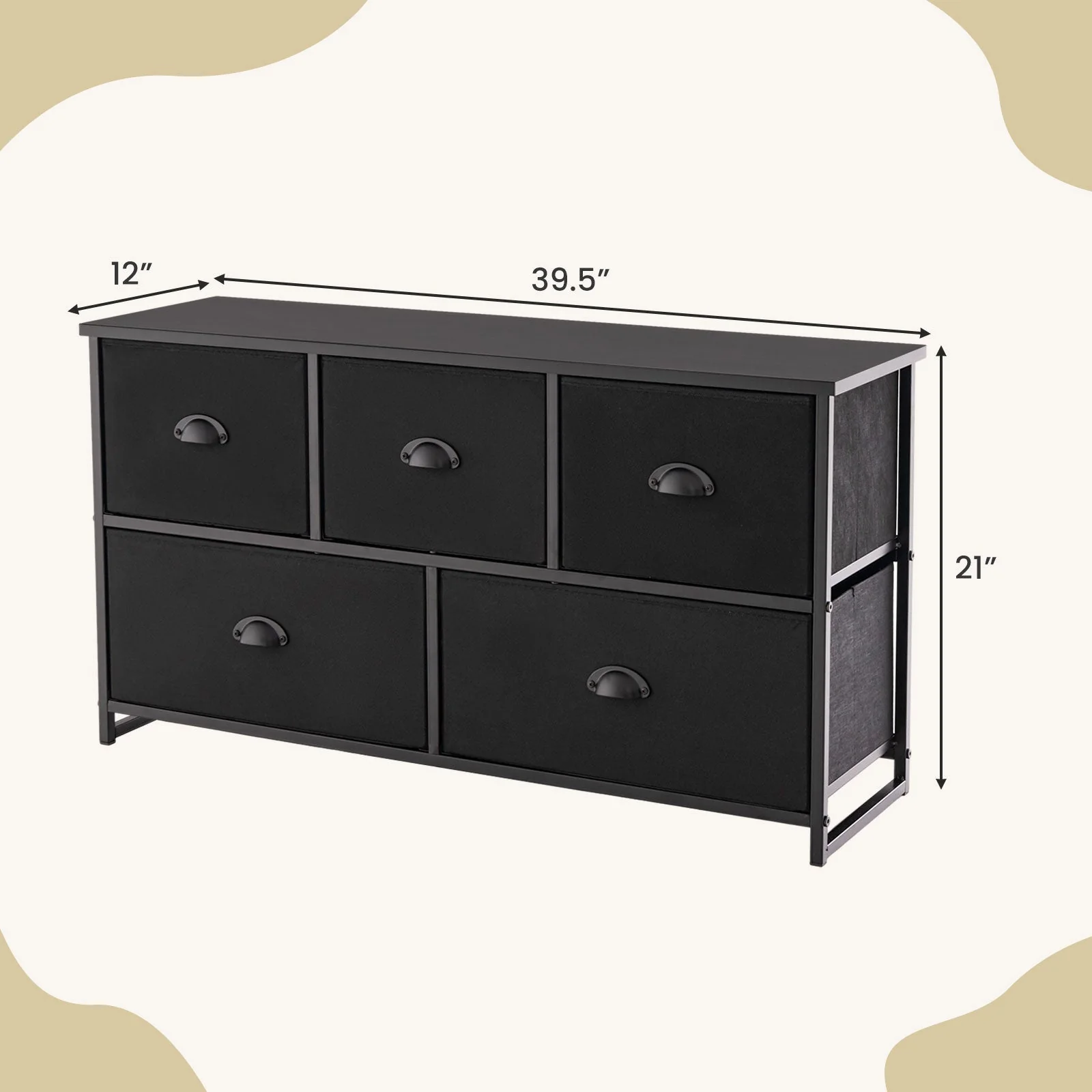 Dresser with 5 Foldable Cloth Storage Cubes - Black - Image 5