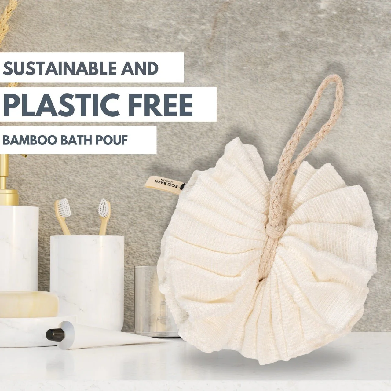 Eco Bath London Bamboo Bath Puff - Soft Body Scrubber Bath Sponge - Image 6
