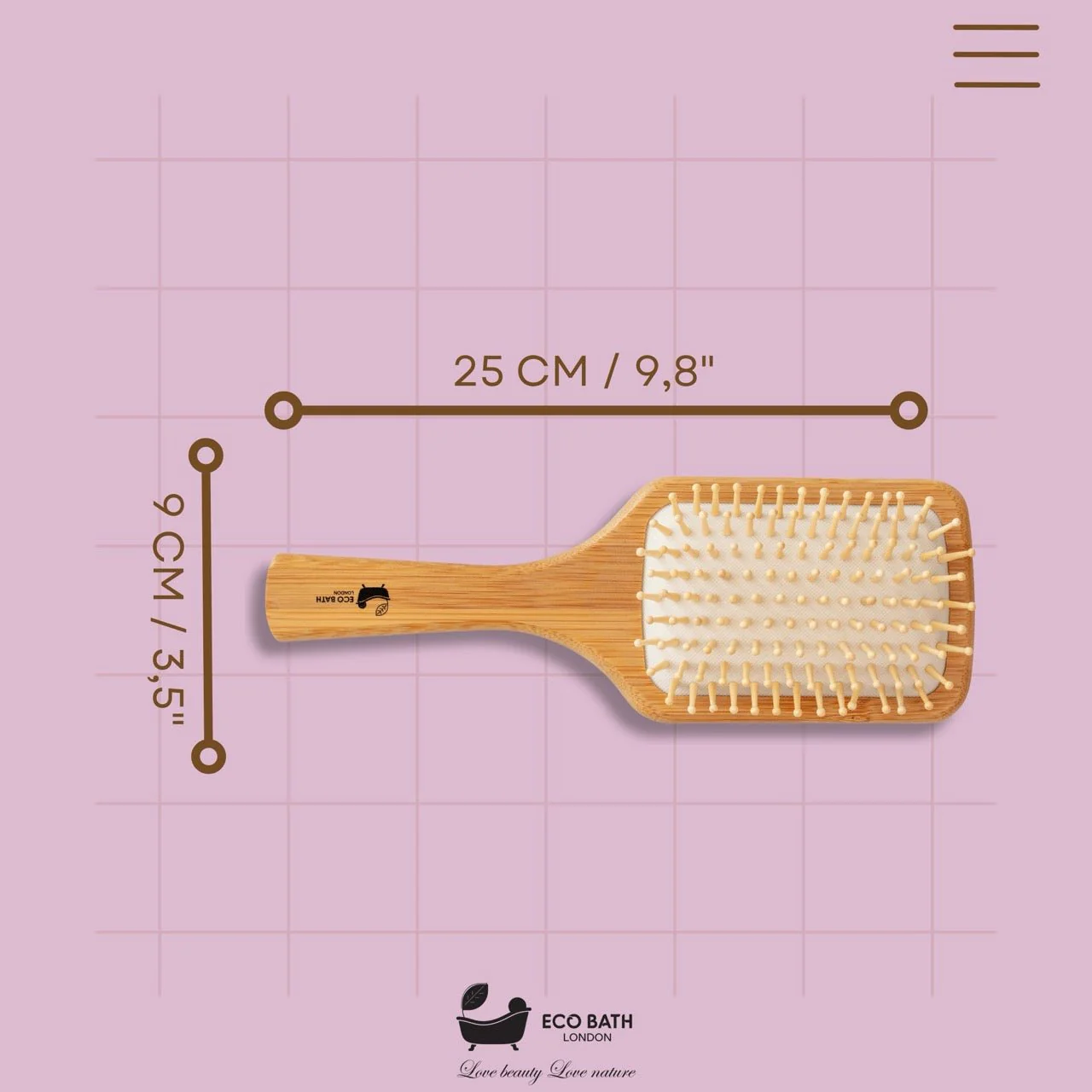 Eco Bath London Bamboo Hairbrush with Wooden Pins - Eco-Friendly Paddle Detangler for Long, Thick, and Curly Hair by Eco Bath London - Image 6