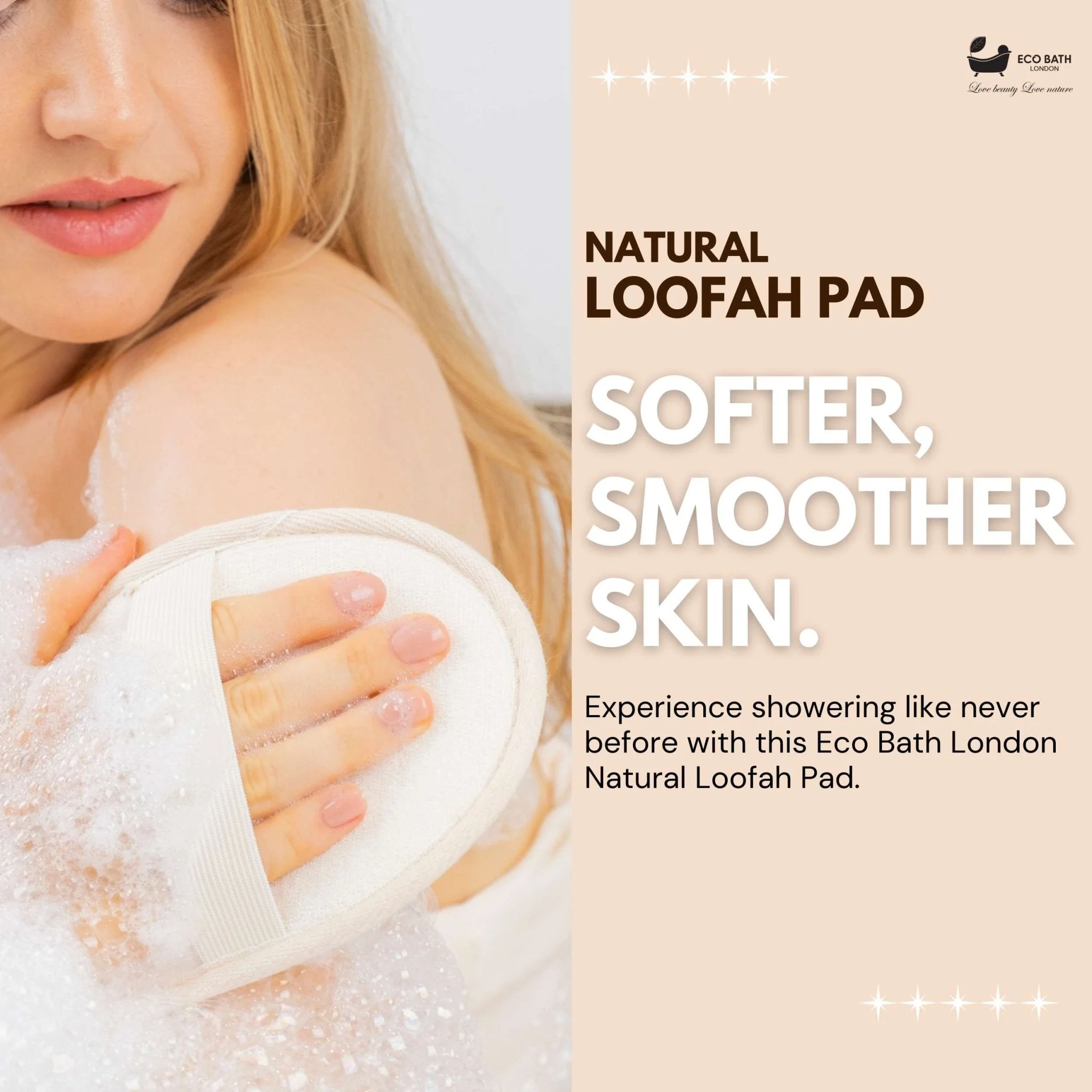 Eco Bath London Natural Loofah Pad - Exfoliating Loofah Sponge for Women and Men, 100% Natural Loofah Body Scrubber - Image 2