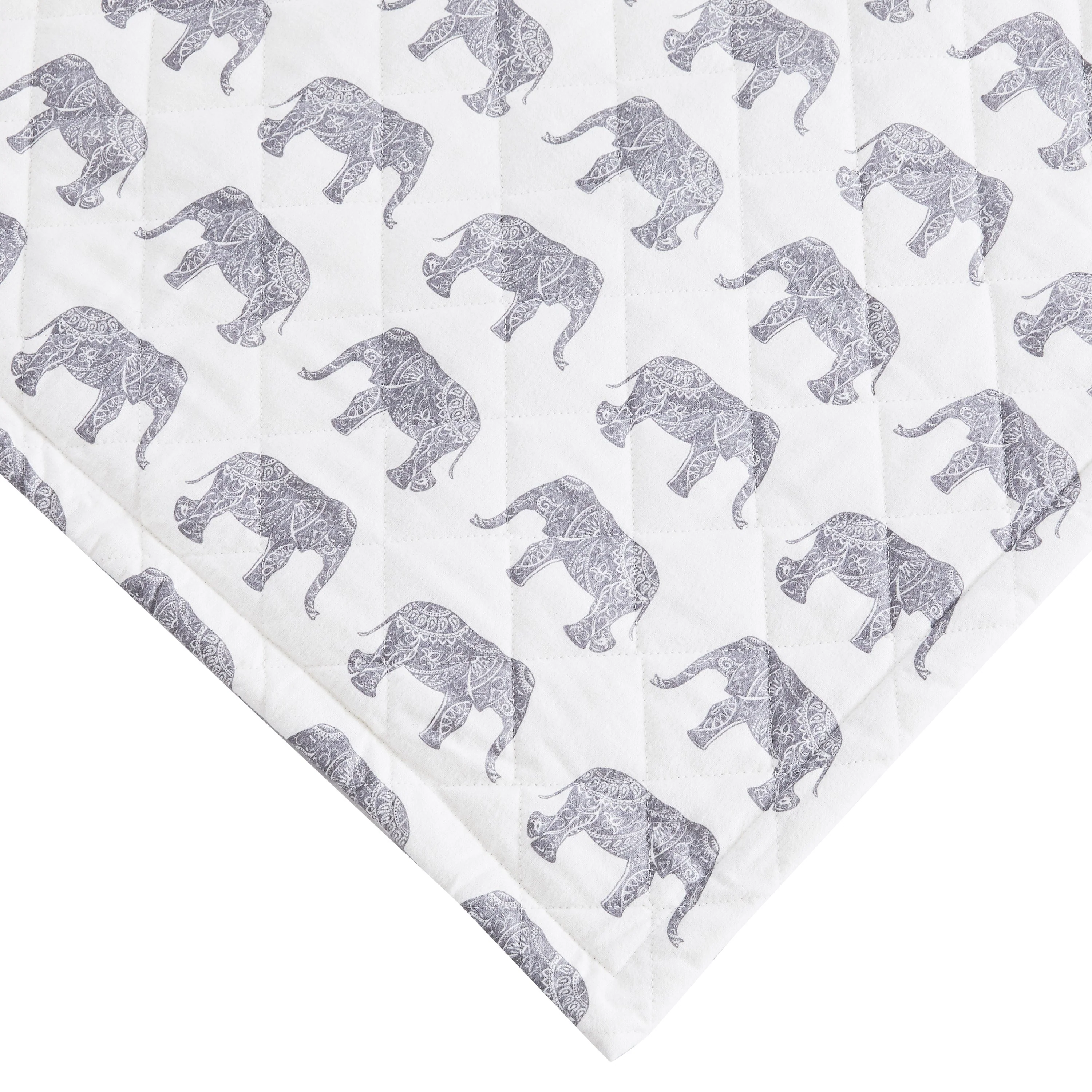 Elephants Cotton Flannel Quilt Set - Image 5