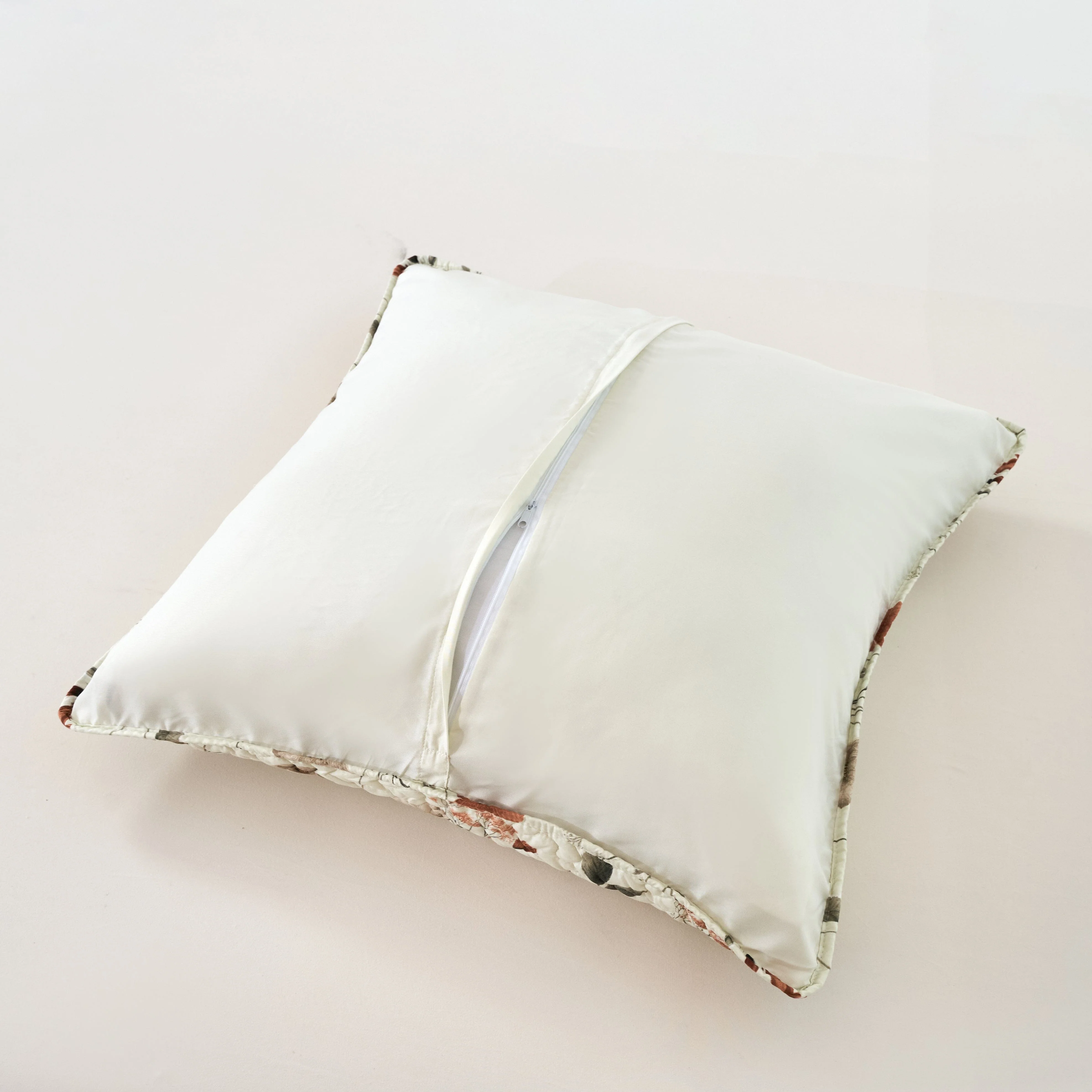 Enchanted Meadow Throw Pillow Euro Cover - Floral Design in Beige, Rose, and Soft Green - Image 2
