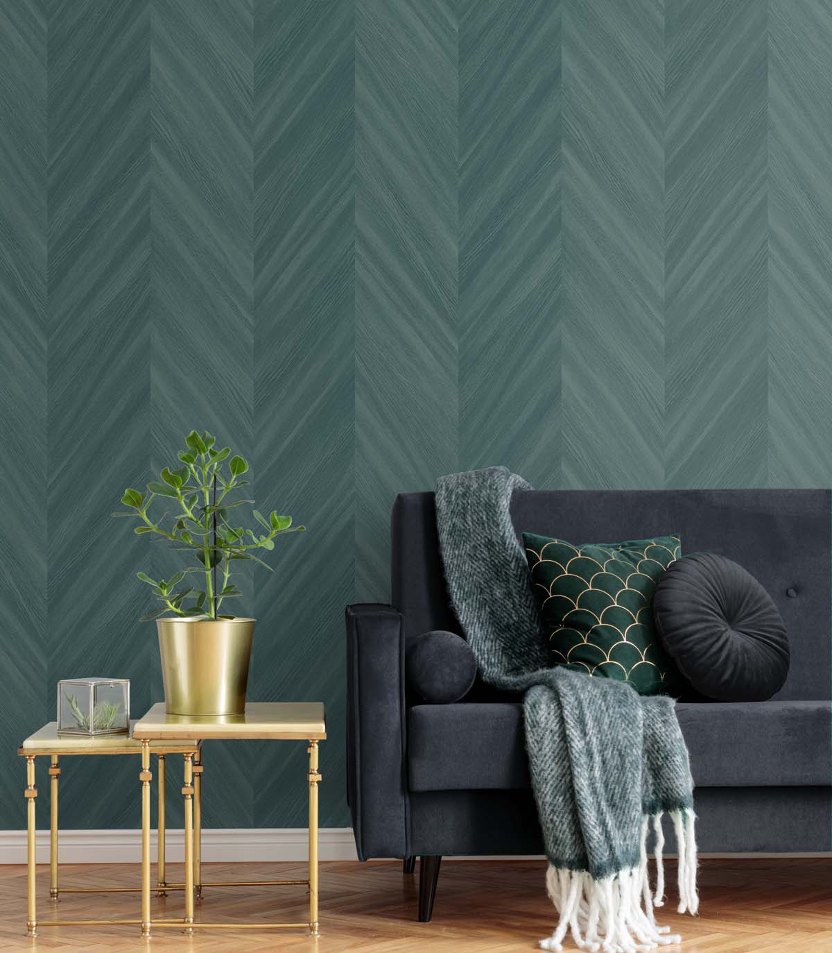 Even More Textures Faux Chevron Wood Embossed Vinyl Unpasted Wallpaper - Image 10