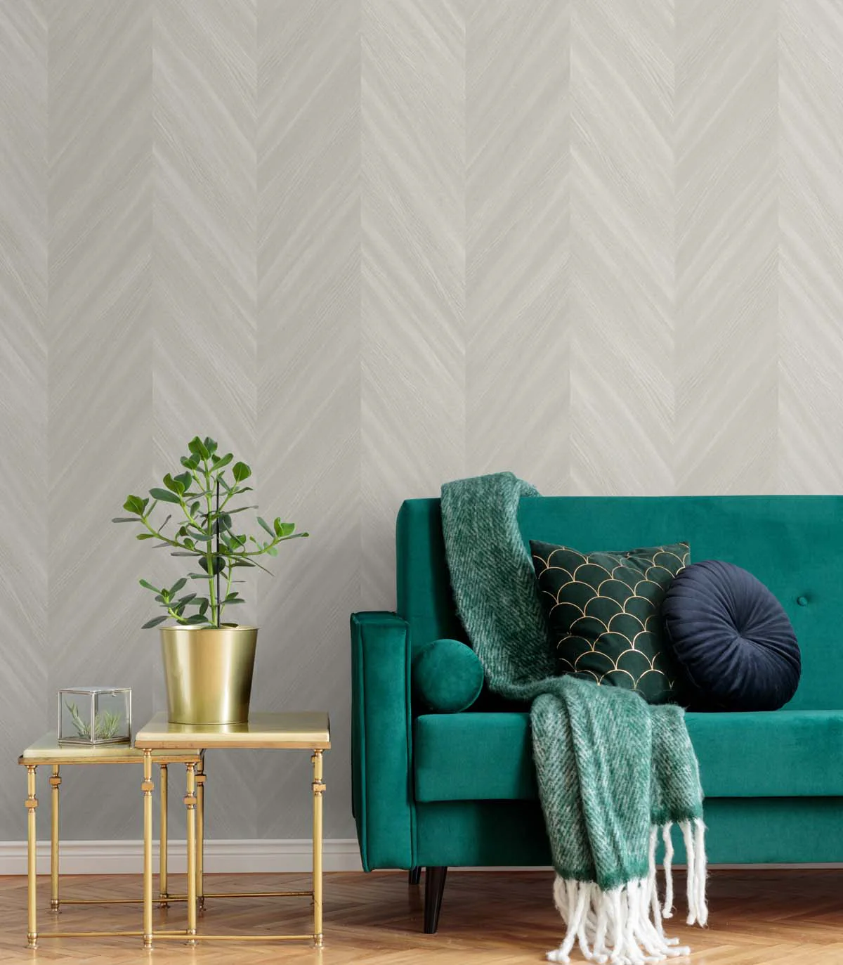 Even More Textures Faux Chevron Wood Embossed Vinyl Unpasted Wallpaper - Image 8