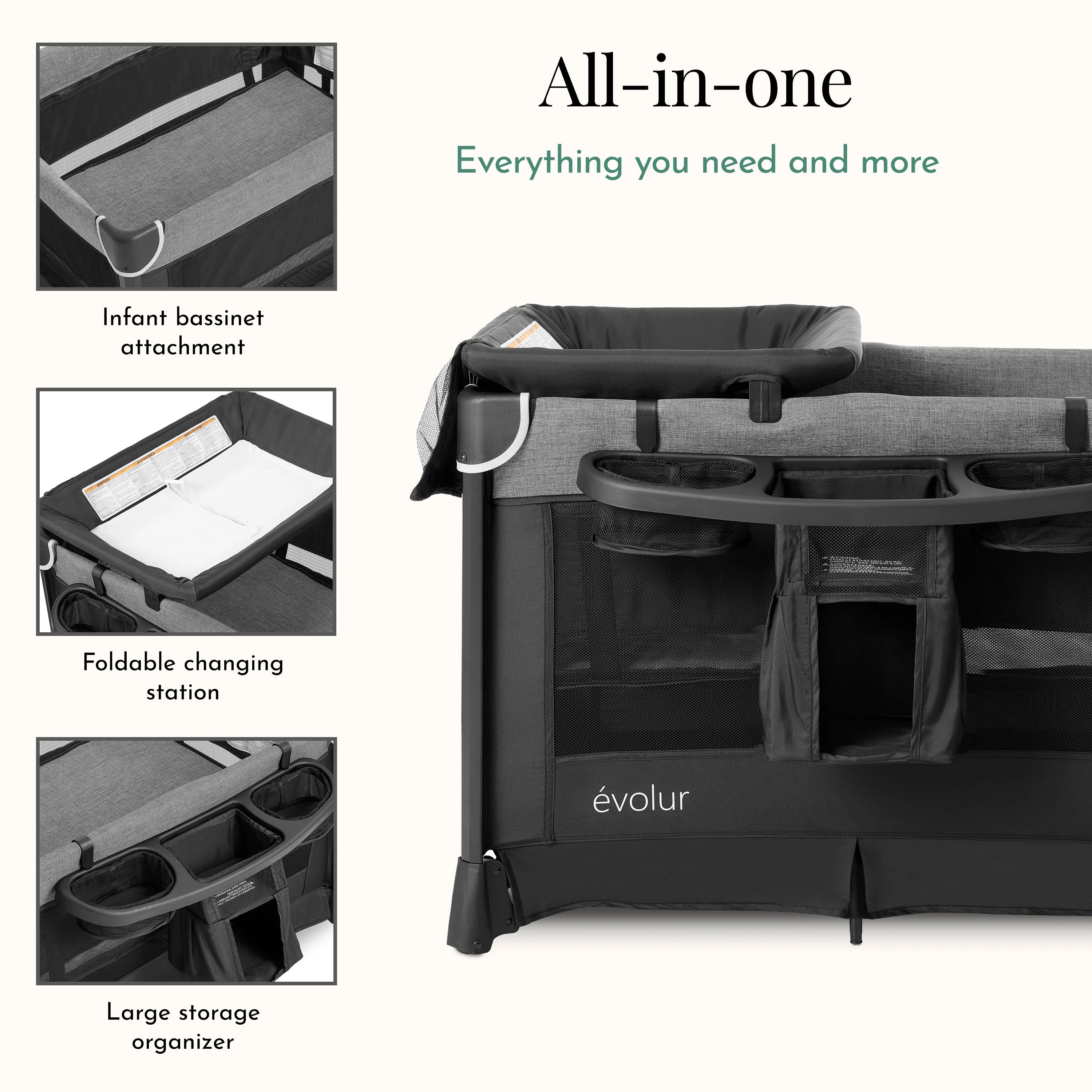 Evolur Cozy Cove Deluxe Playard - Image 5