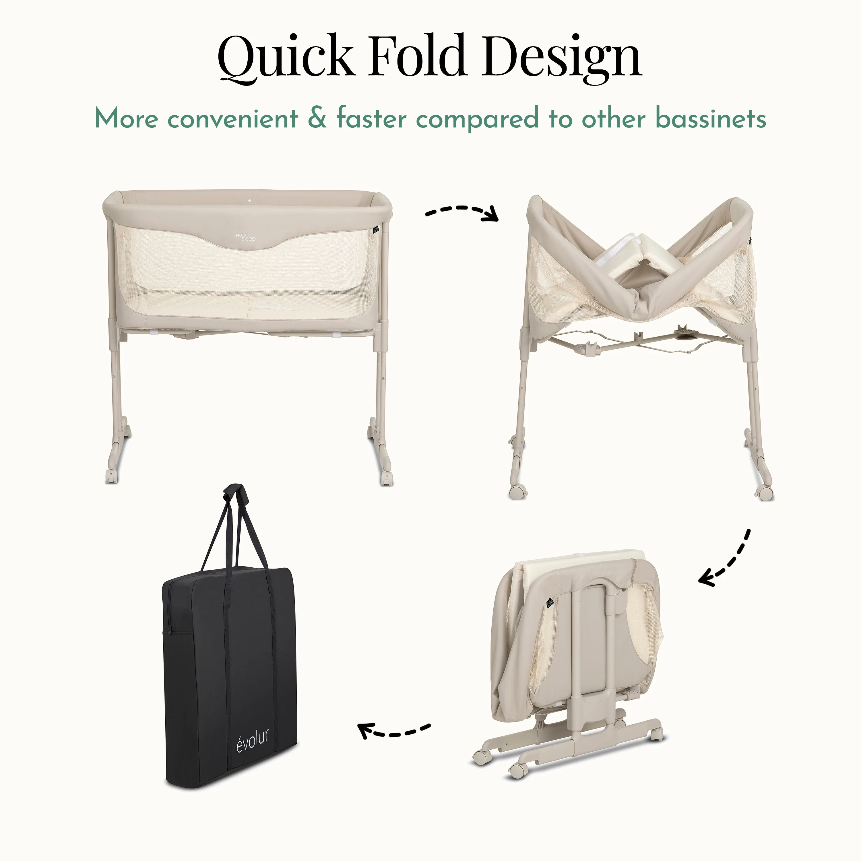 Evolur Kinsley Quickfold Portable Bassinet - Image 16