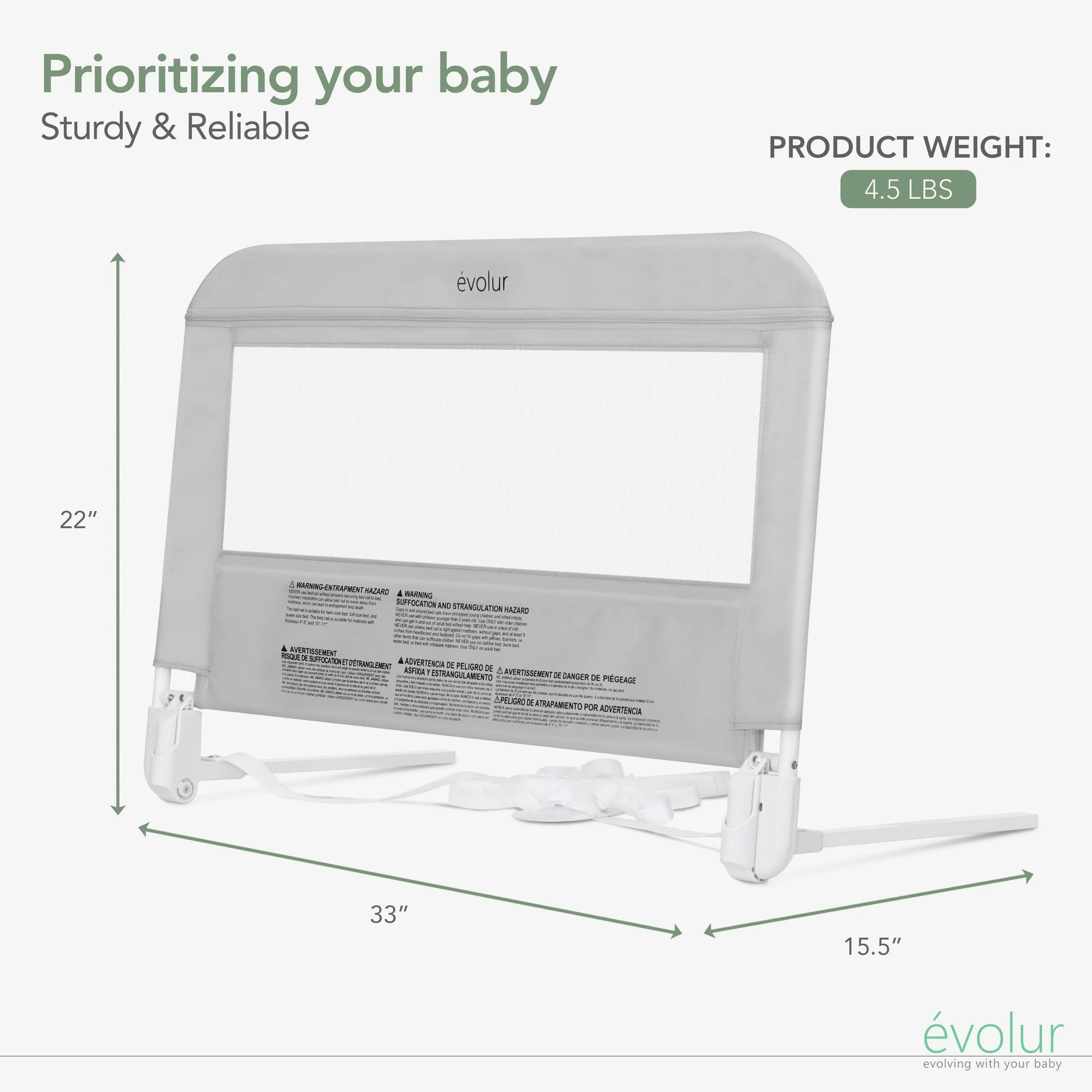 Evolur Snooze Shield Universal Swing-Down Guardrail - Image 11