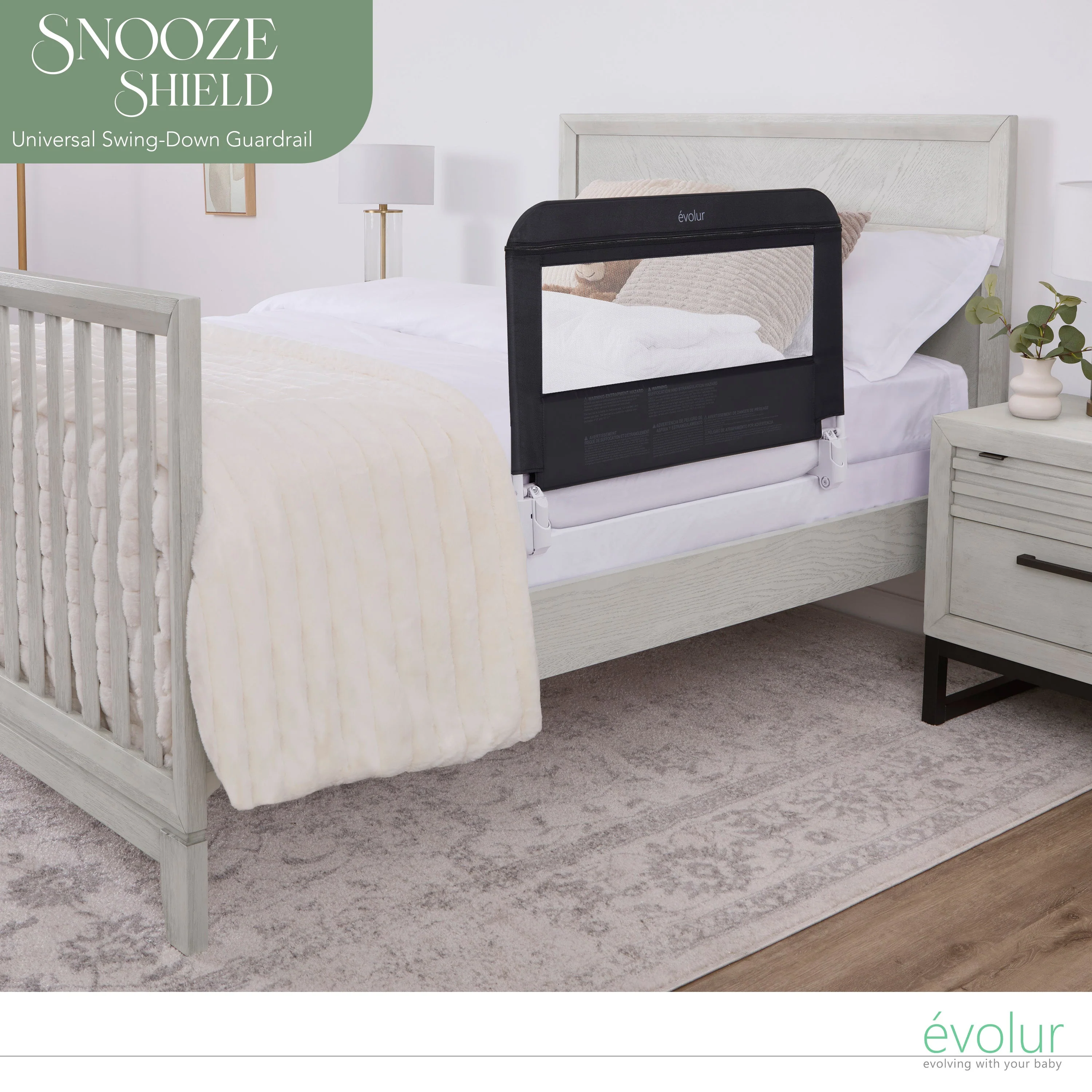 Evolur Snooze Shield Universal Swing-Down Guardrail - Image 2
