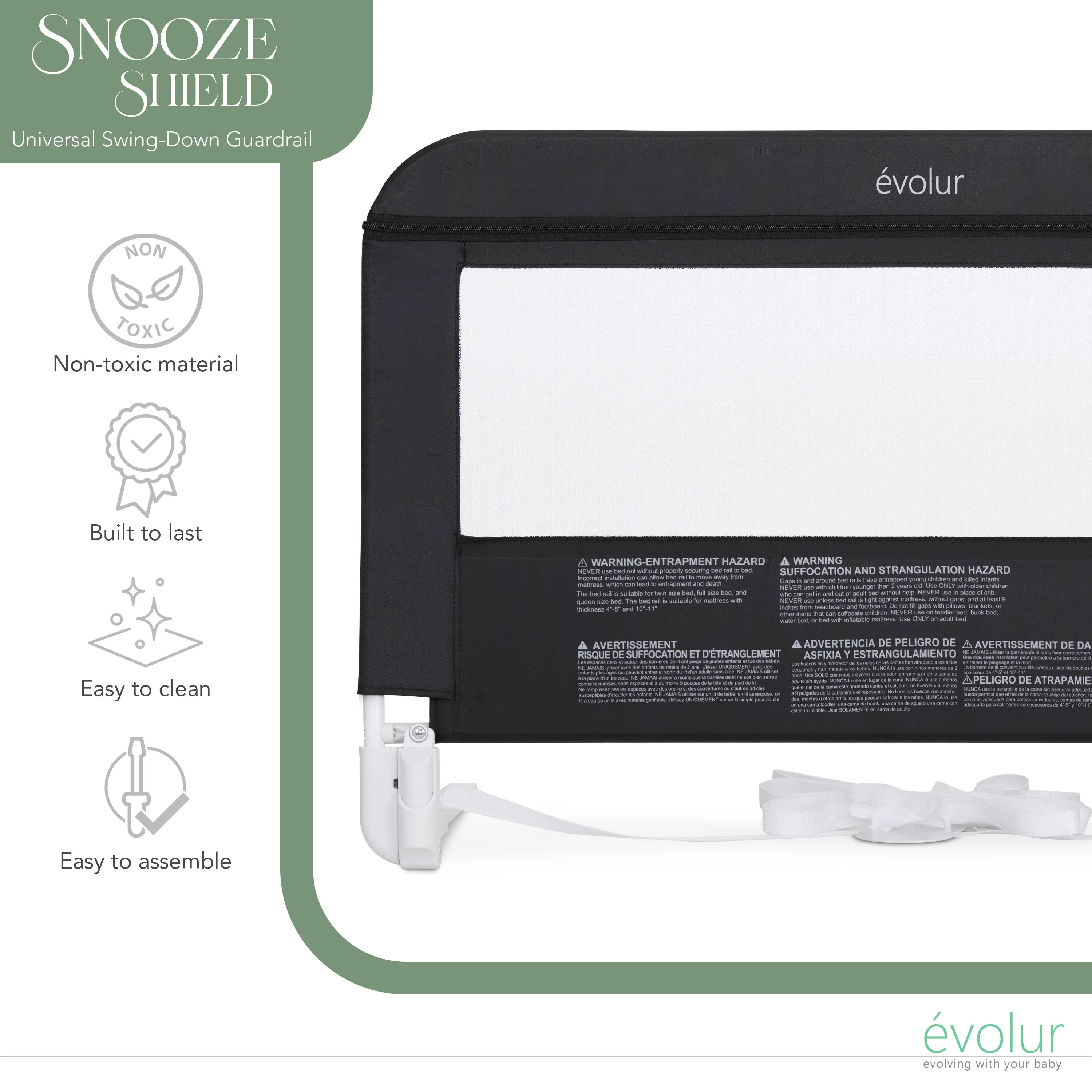 Evolur Snooze Shield Universal Swing-Down Guardrail - Image 3