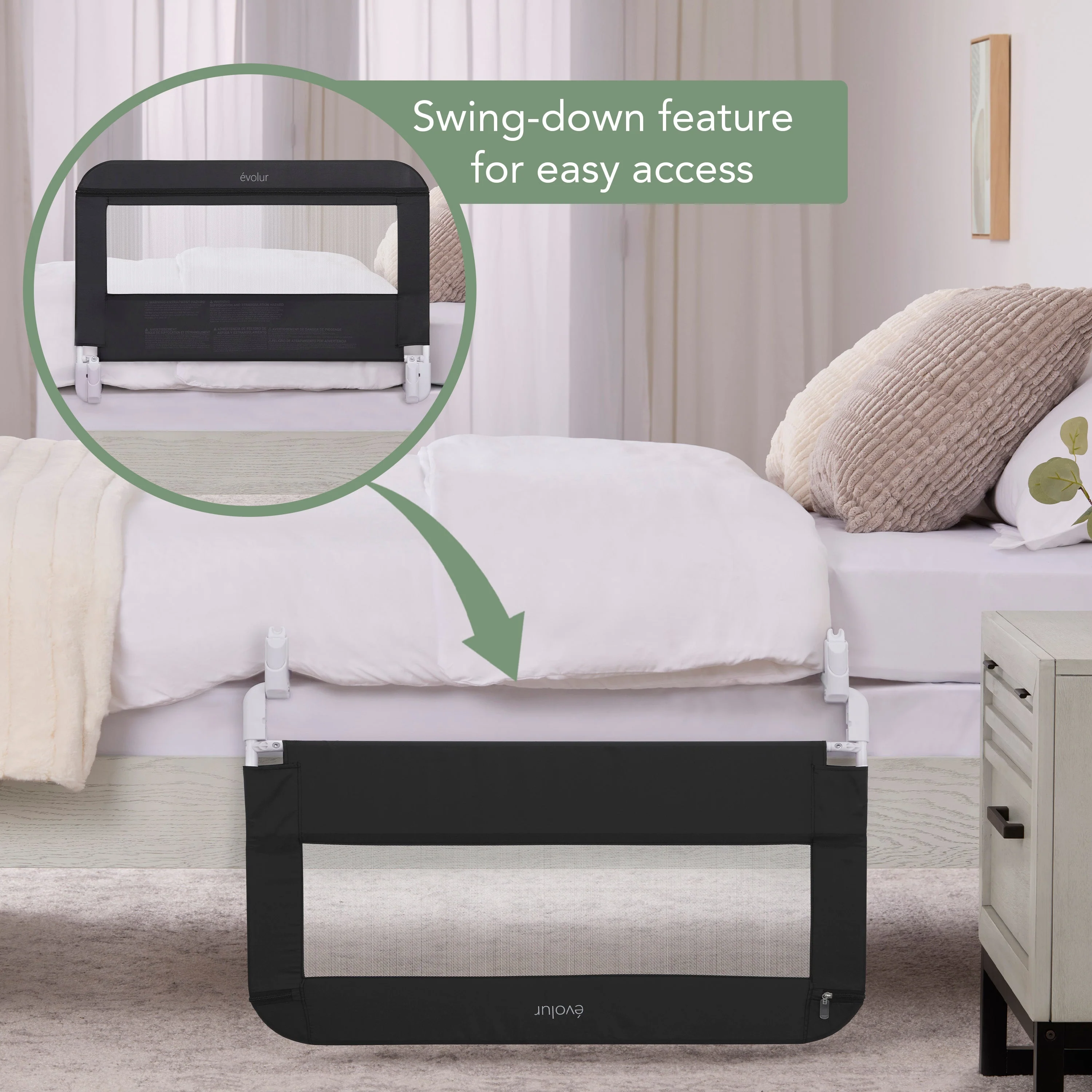 Evolur Snooze Shield Universal Swing-Down Guardrail - Image 4