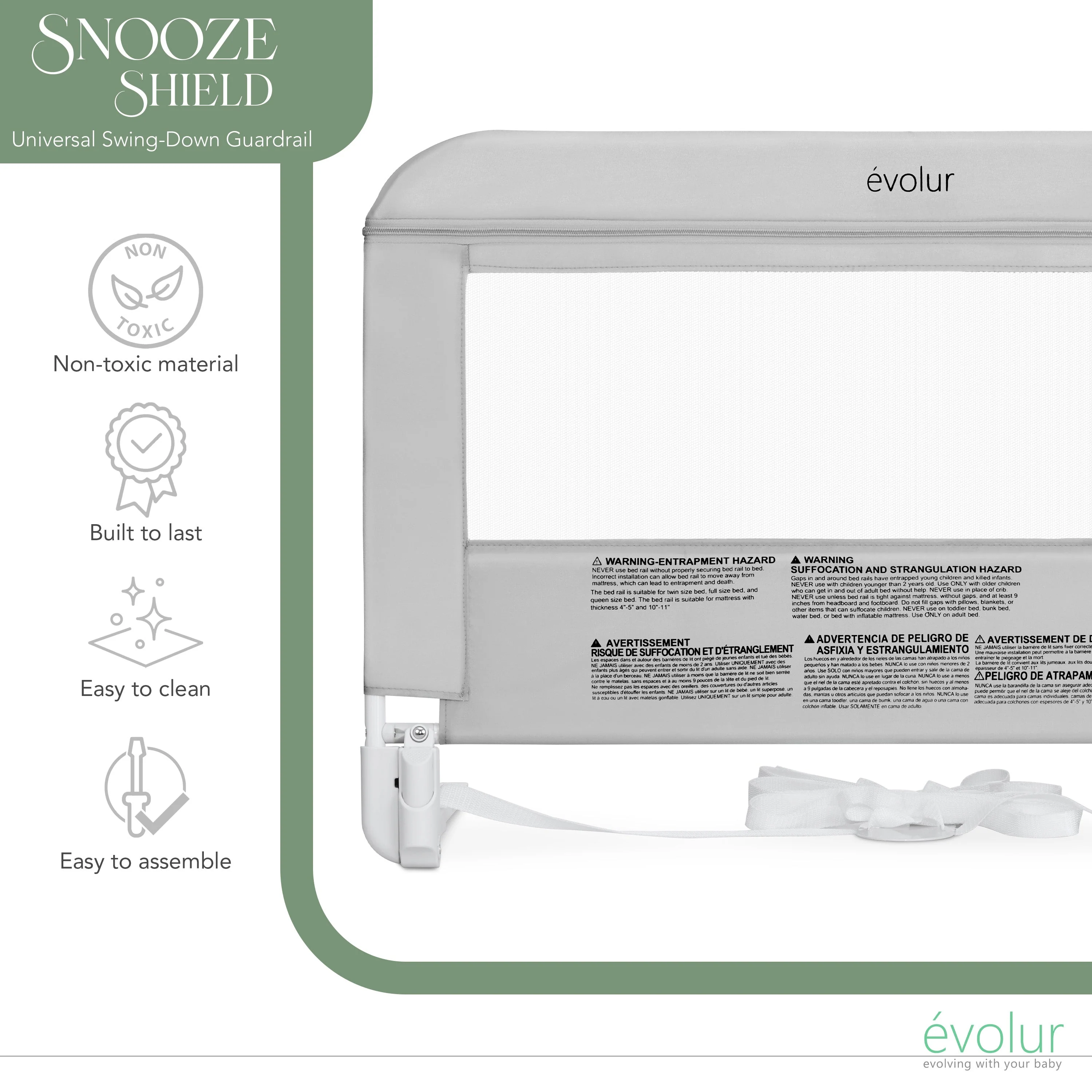 Evolur Snooze Shield Universal Swing-Down Guardrail - Image 9