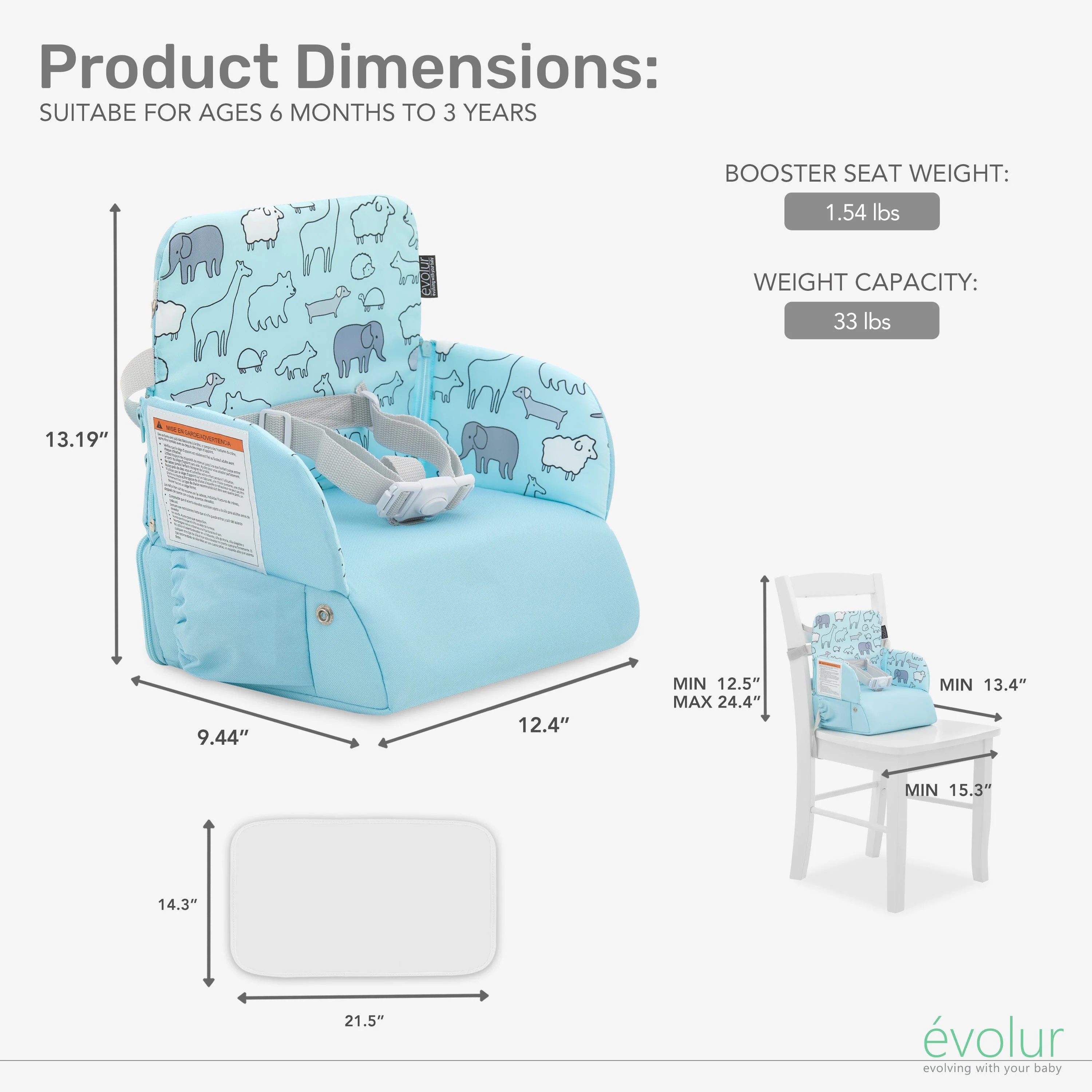 Evolur Snug Packsack 2-in-1 Portable Booster Seat and Travel Bag - Image 20